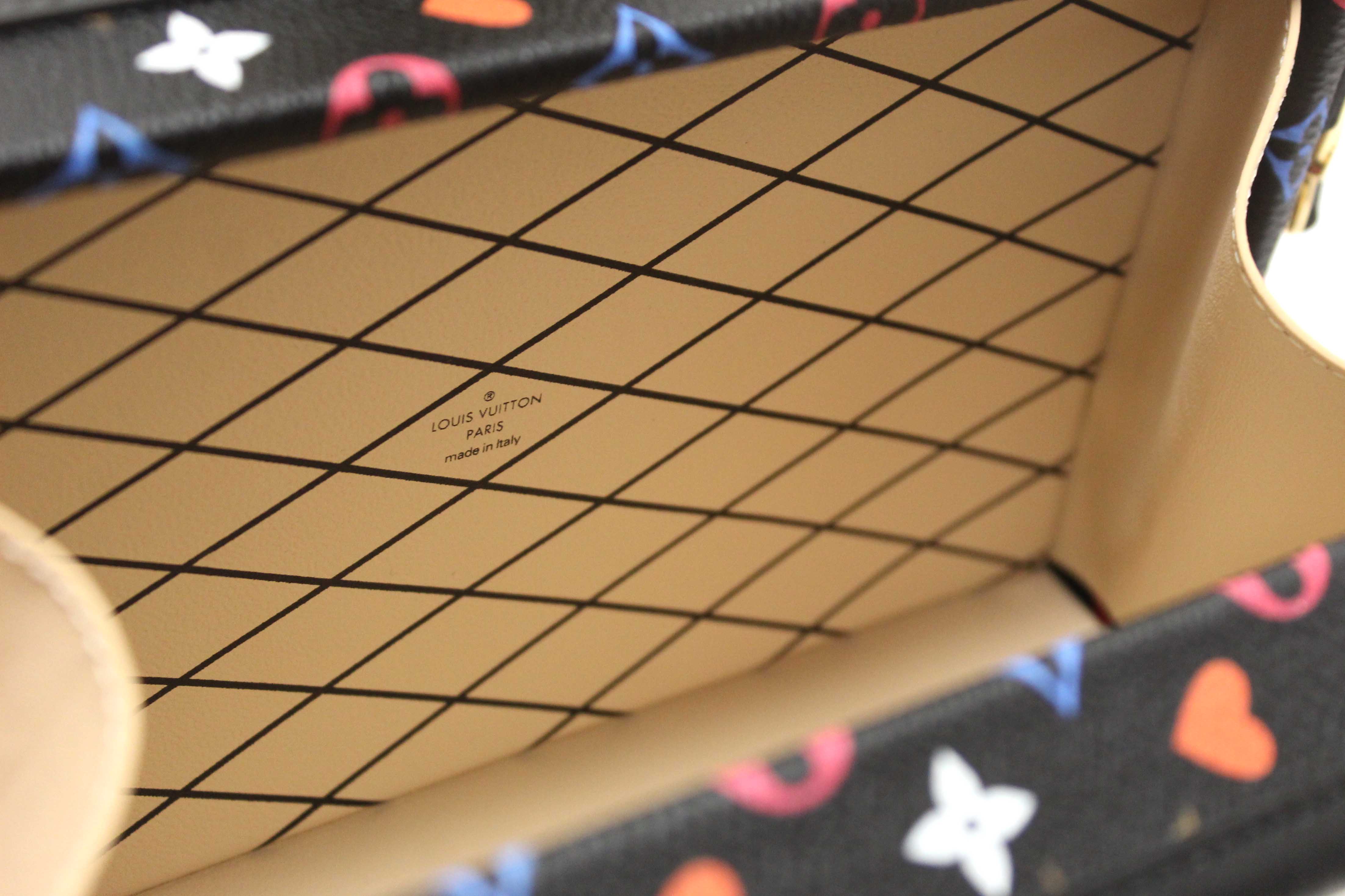 Authentic Louis Vuitton Black Monogram Multicolor Game On Petite Malle Clutch Bag