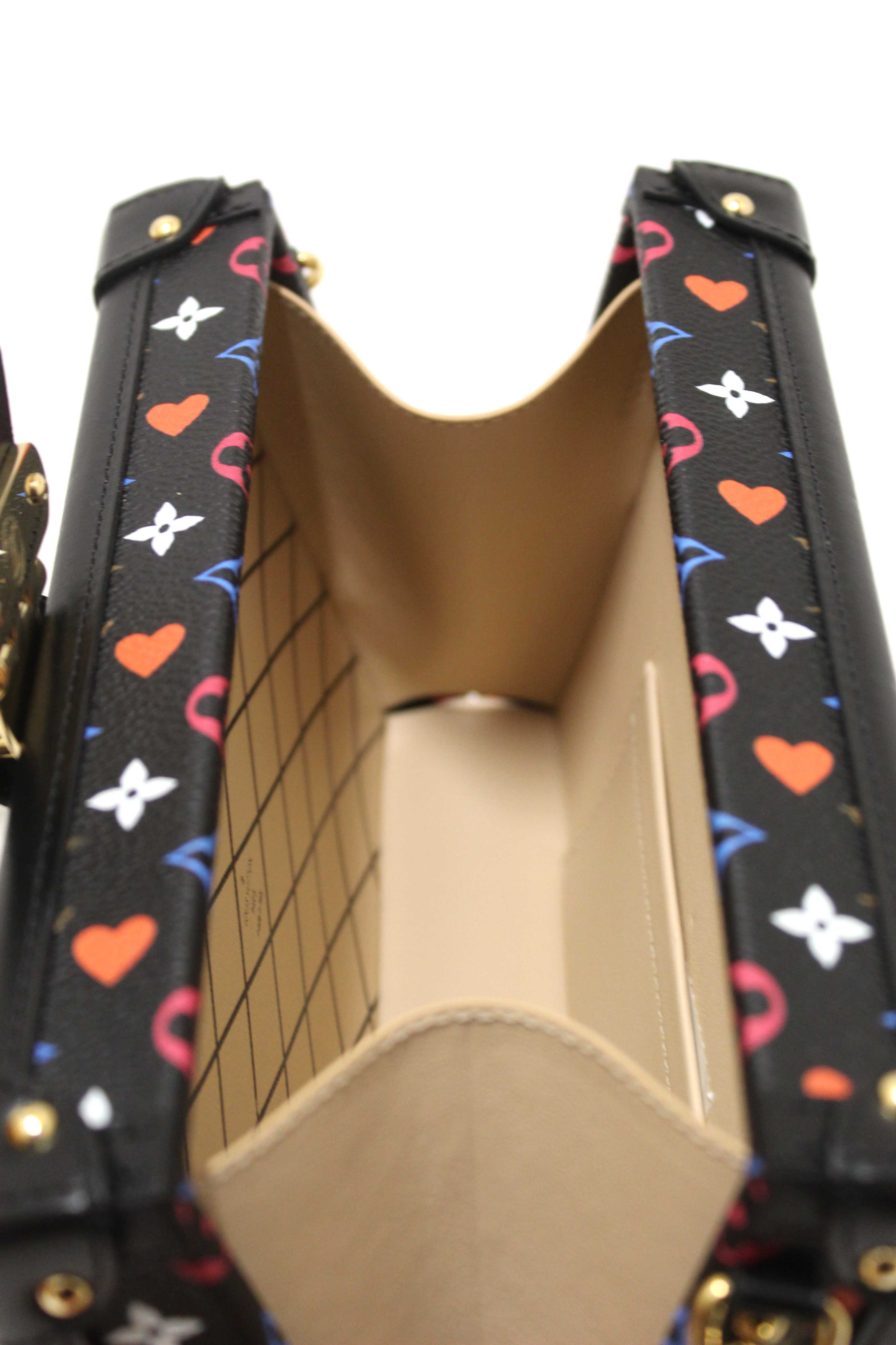Authentic Louis Vuitton Black Monogram Multicolor Game On Petite Malle Clutch Bag