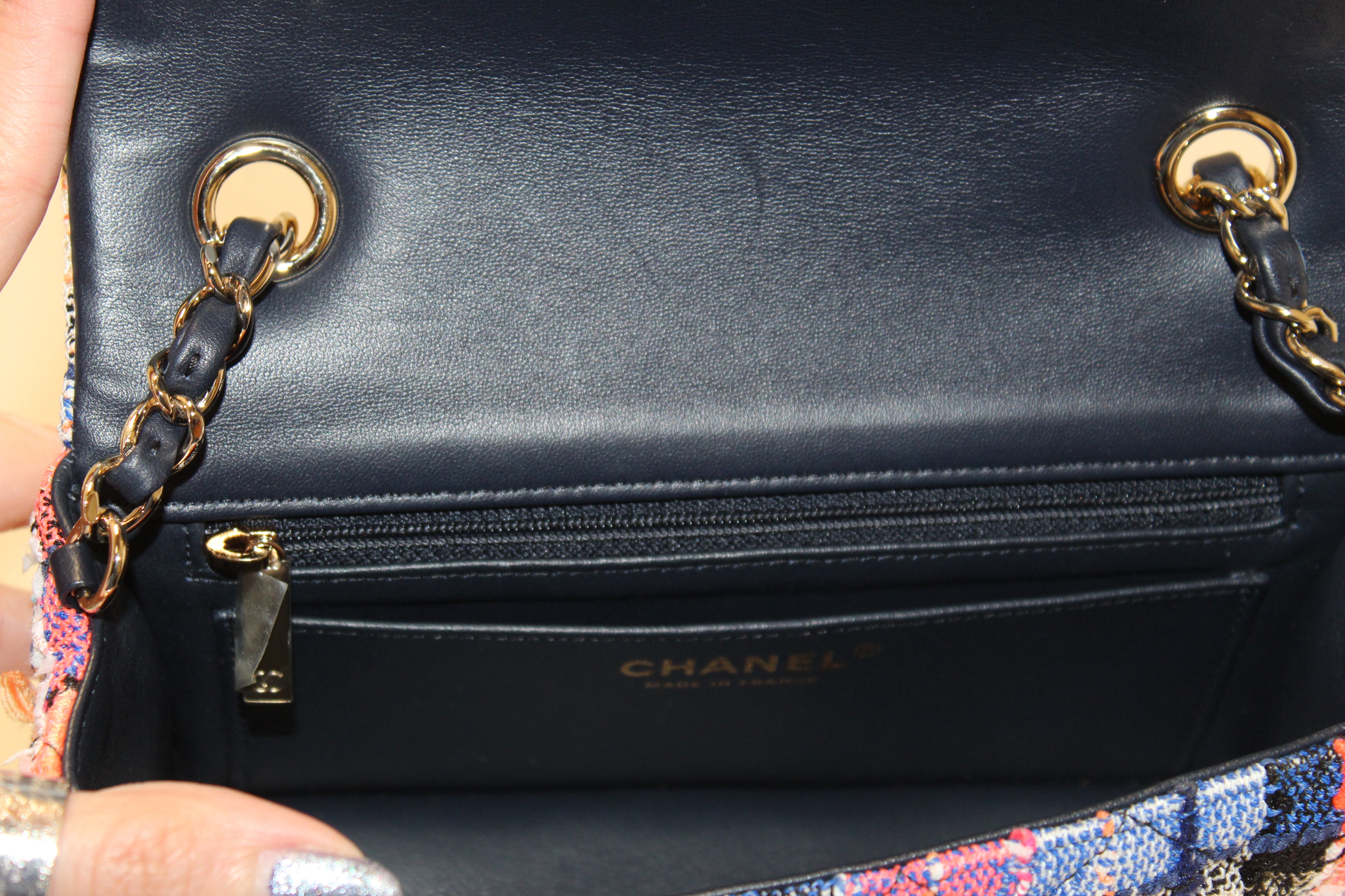 Authentic Chanel Multicolor Tweed Quilted Classic Mini Rectangular Flap