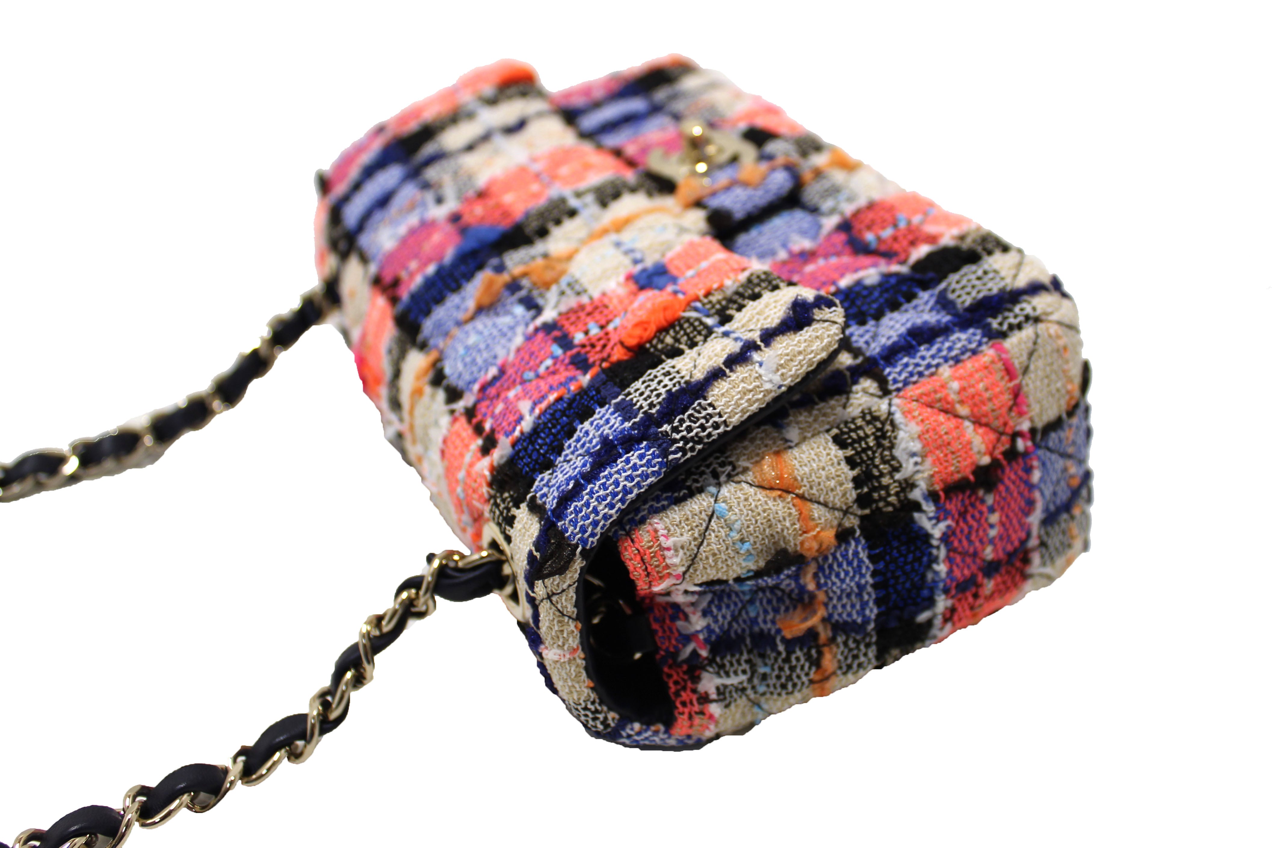 Authentic Chanel Multicolor Tweed Quilted Classic Mini Rectangular Flap