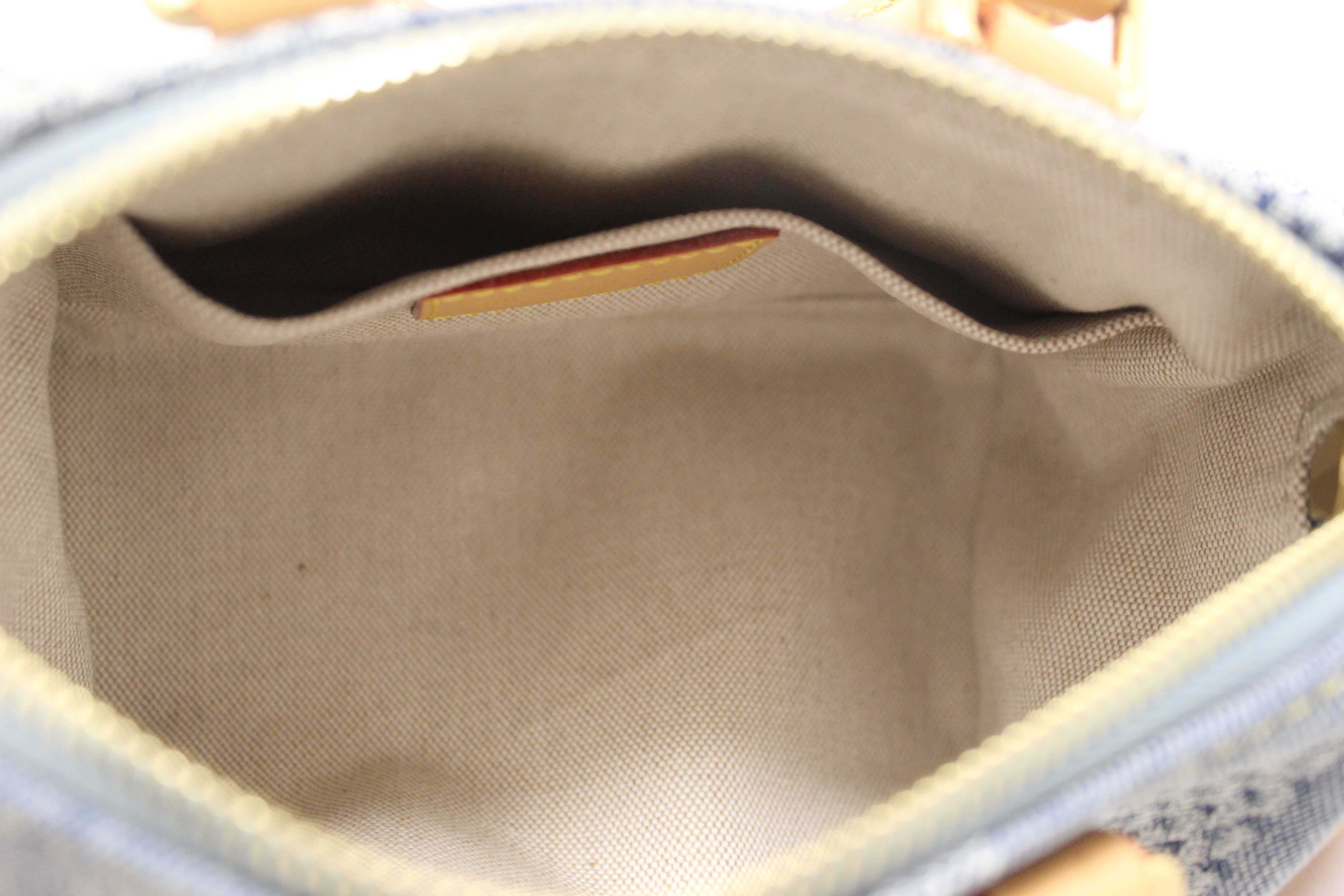 Authentic Louis Vuitton Damier Denim 3D Cotton Canvas Speedy 18 Bandoulière Bag