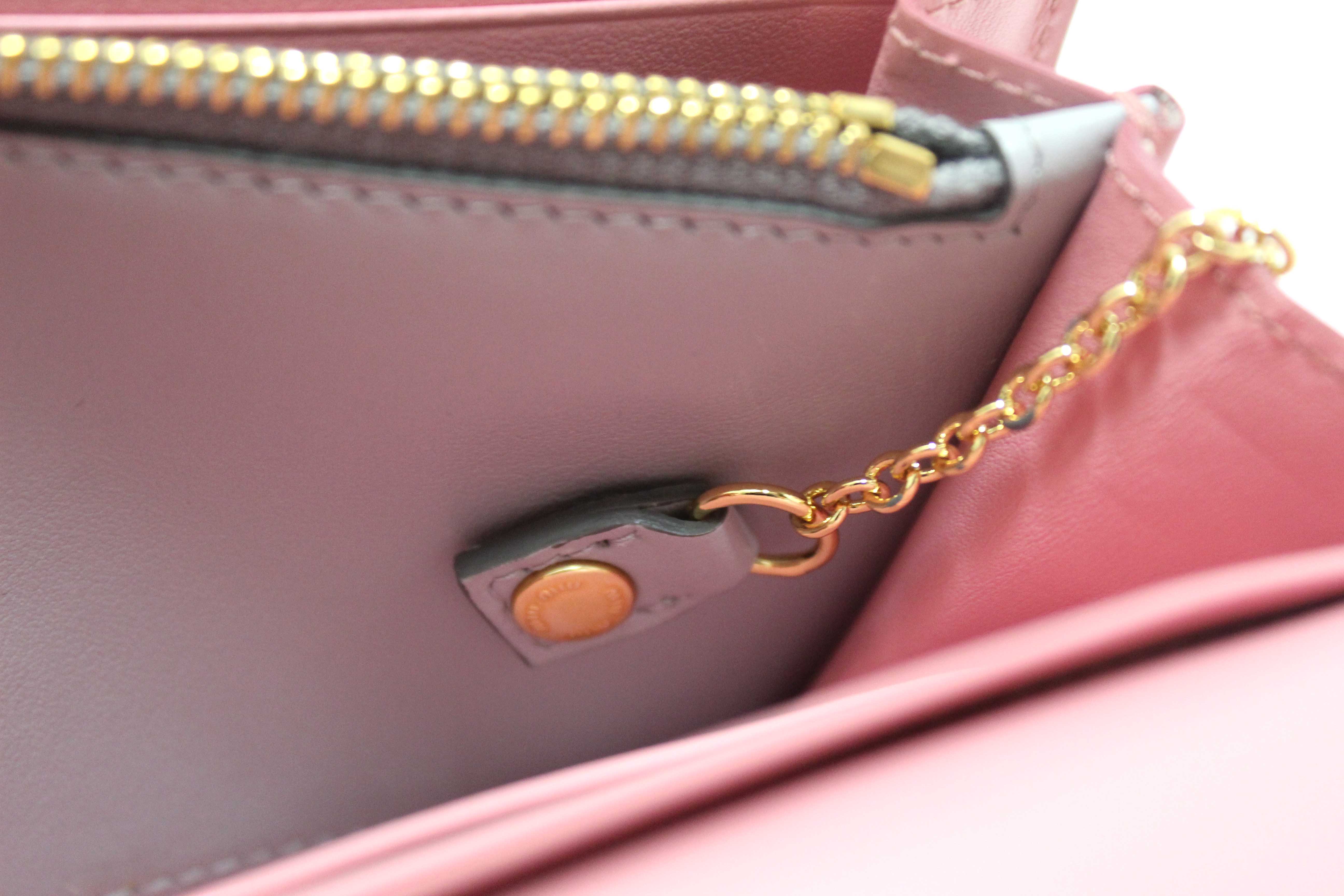 Authentic Miu Miu Pink Soft Calfskin Leather Fiocco Bow Long Wallet