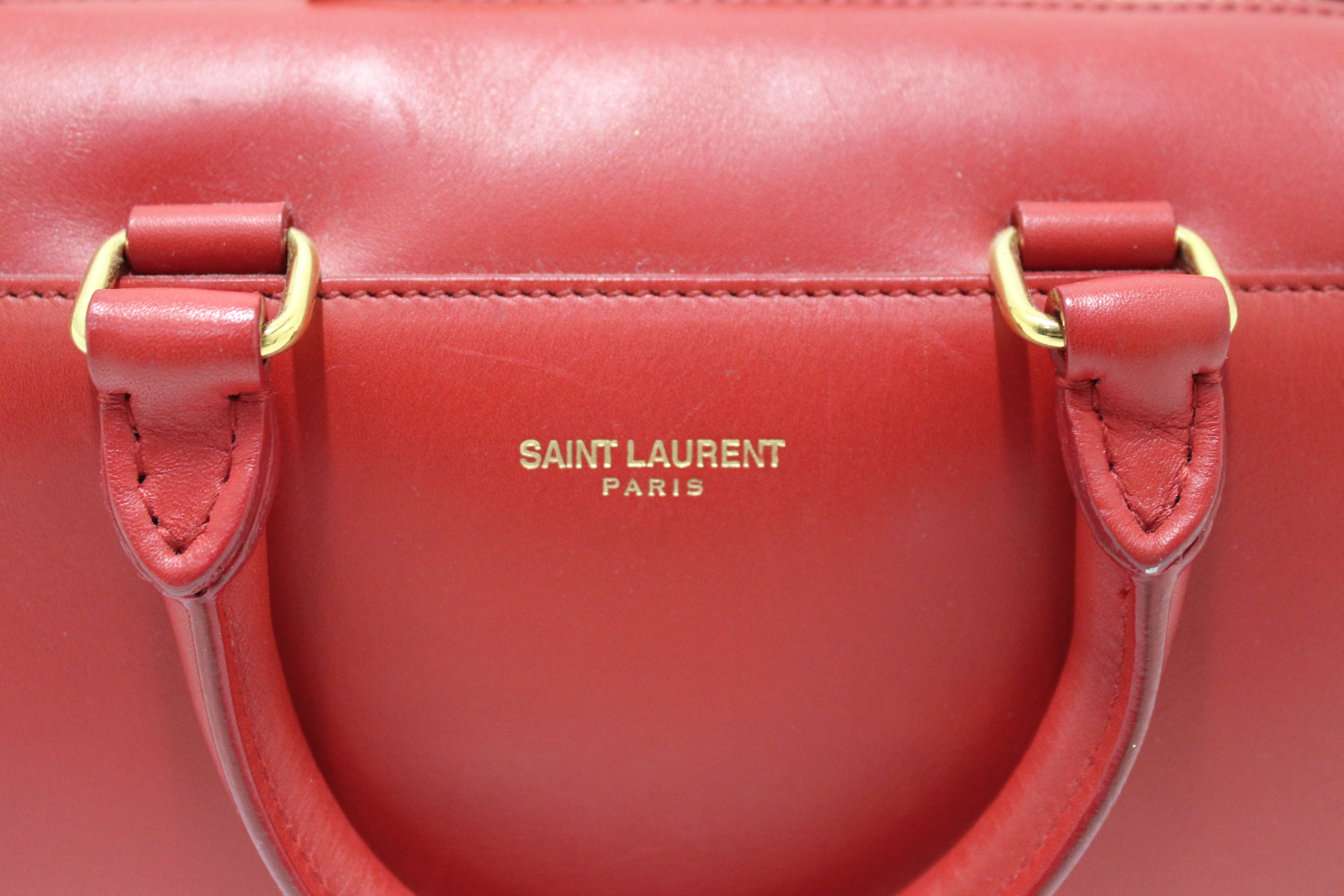 Authentic Yves Saint Laurent YSL Red Duffel Toy Hand/Crossbody Bag
