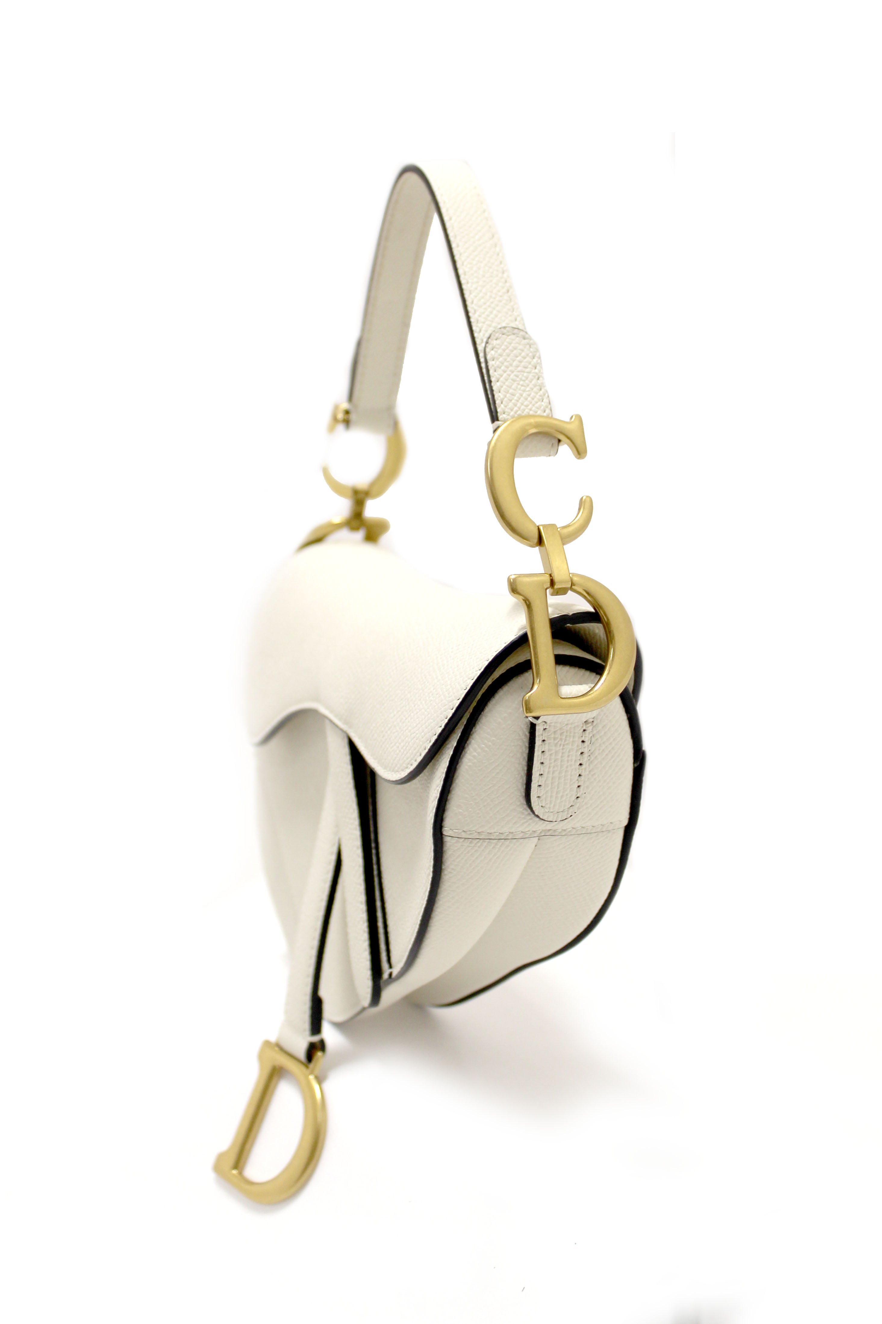 Christian Dior White Leather Mini Saddle Shoulder Handbag