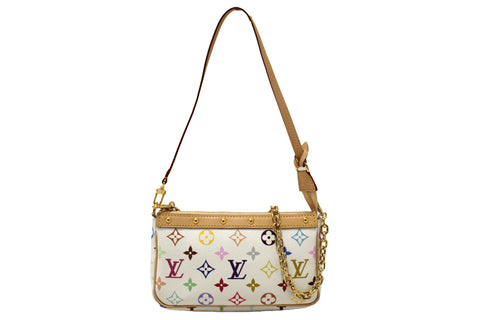 Authentic Louis Vuitton White Multicolor Monogram LV x TM Pochette Accessoires
