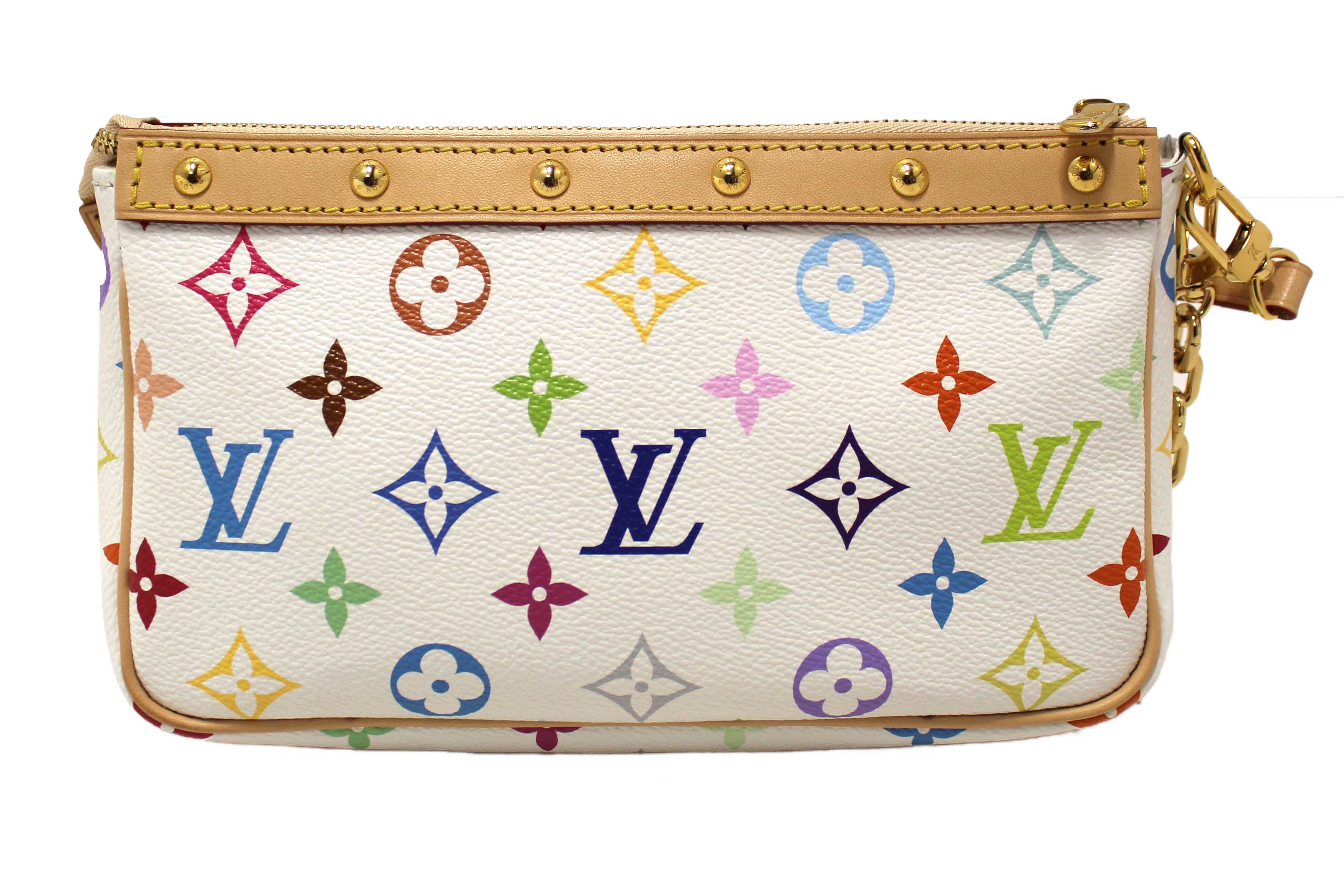 Authentic Louis Vuitton White Multicolor Monogram LV x TM Pochette Accessoires