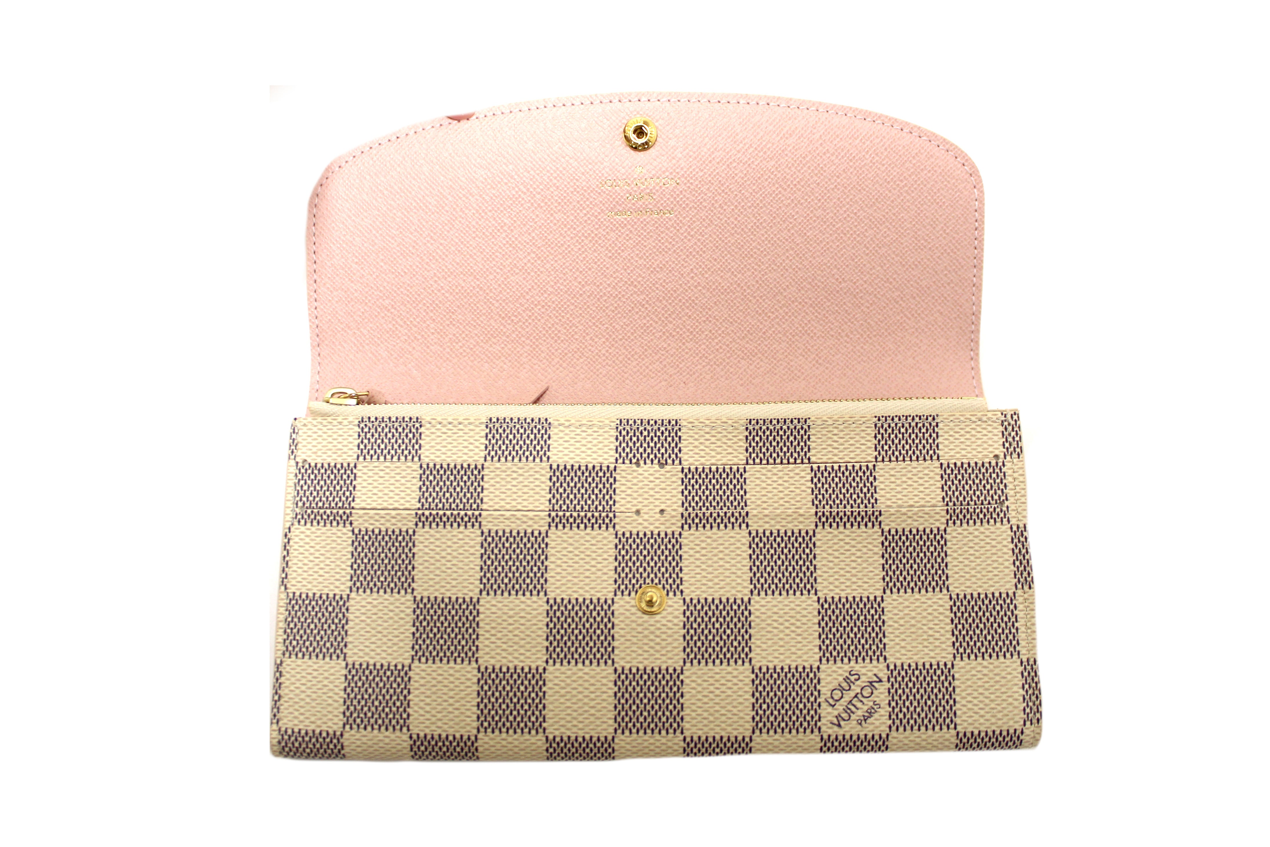 Authentic New Louis Vuitton Damier Azur Canvas Emilie Flap Wallet