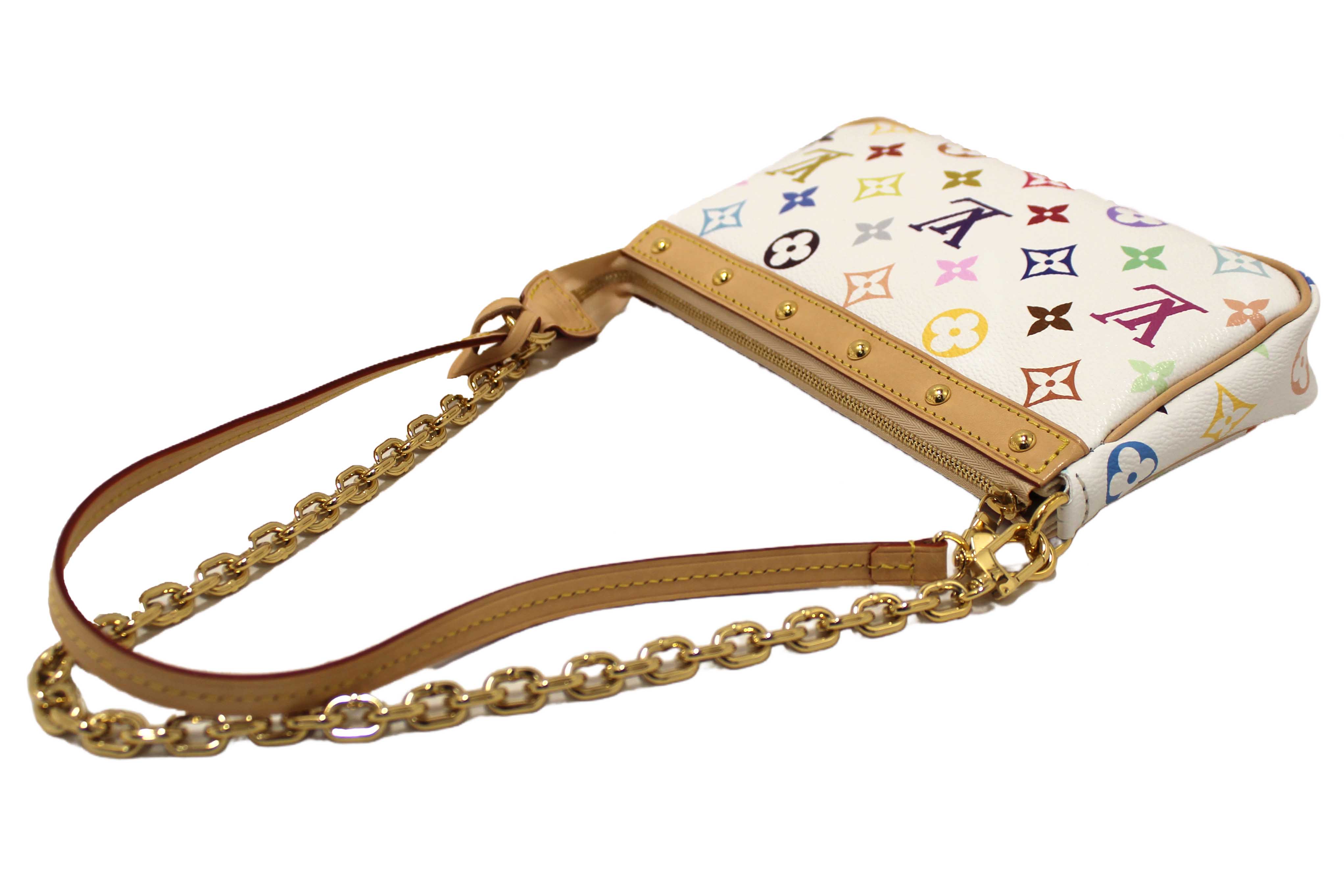 Authentic Louis Vuitton White Multicolor Monogram LV x TM Pochette Accessoires