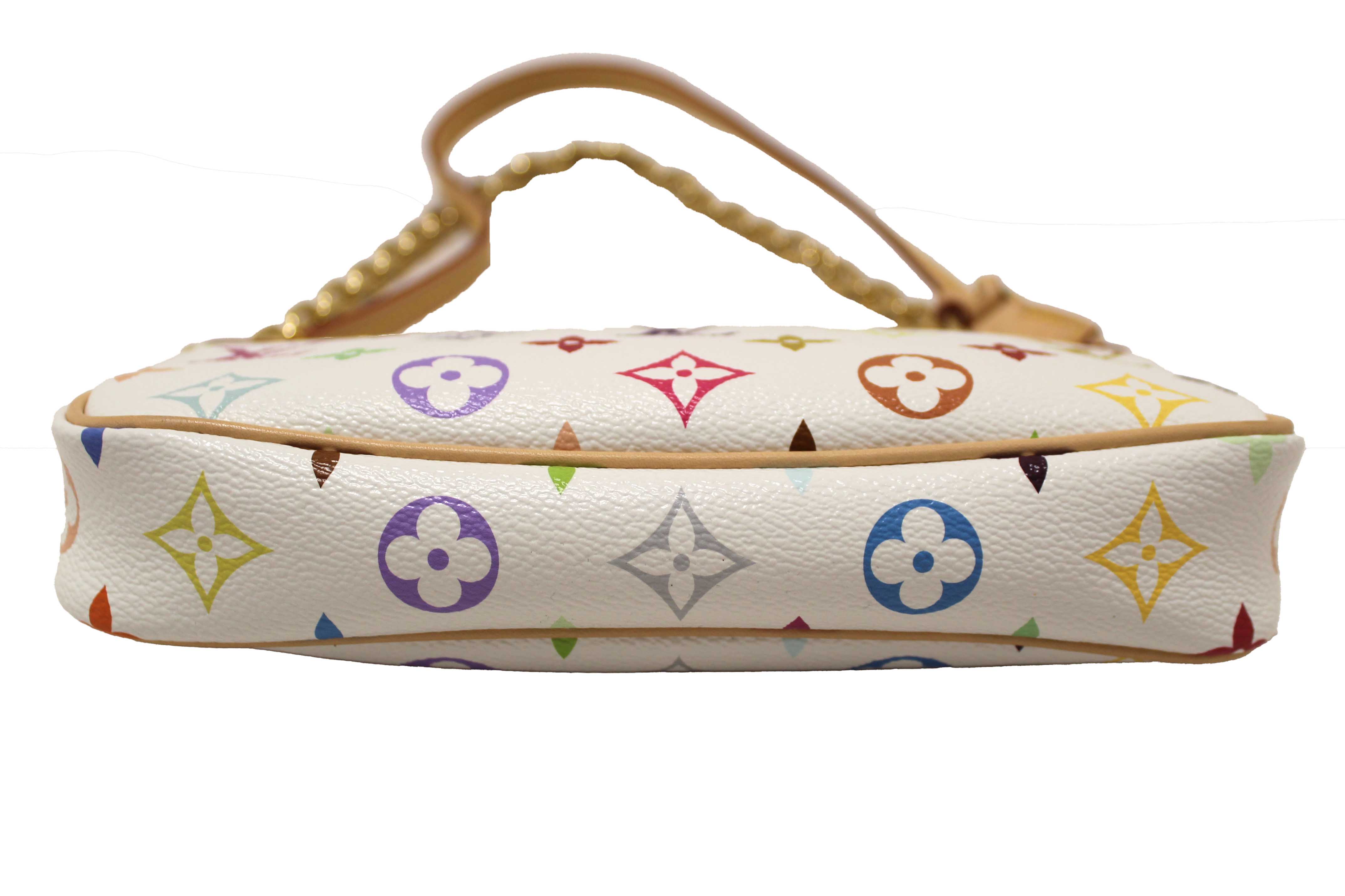 Authentic Louis Vuitton White Multicolor Monogram LV x TM Pochette Accessoires