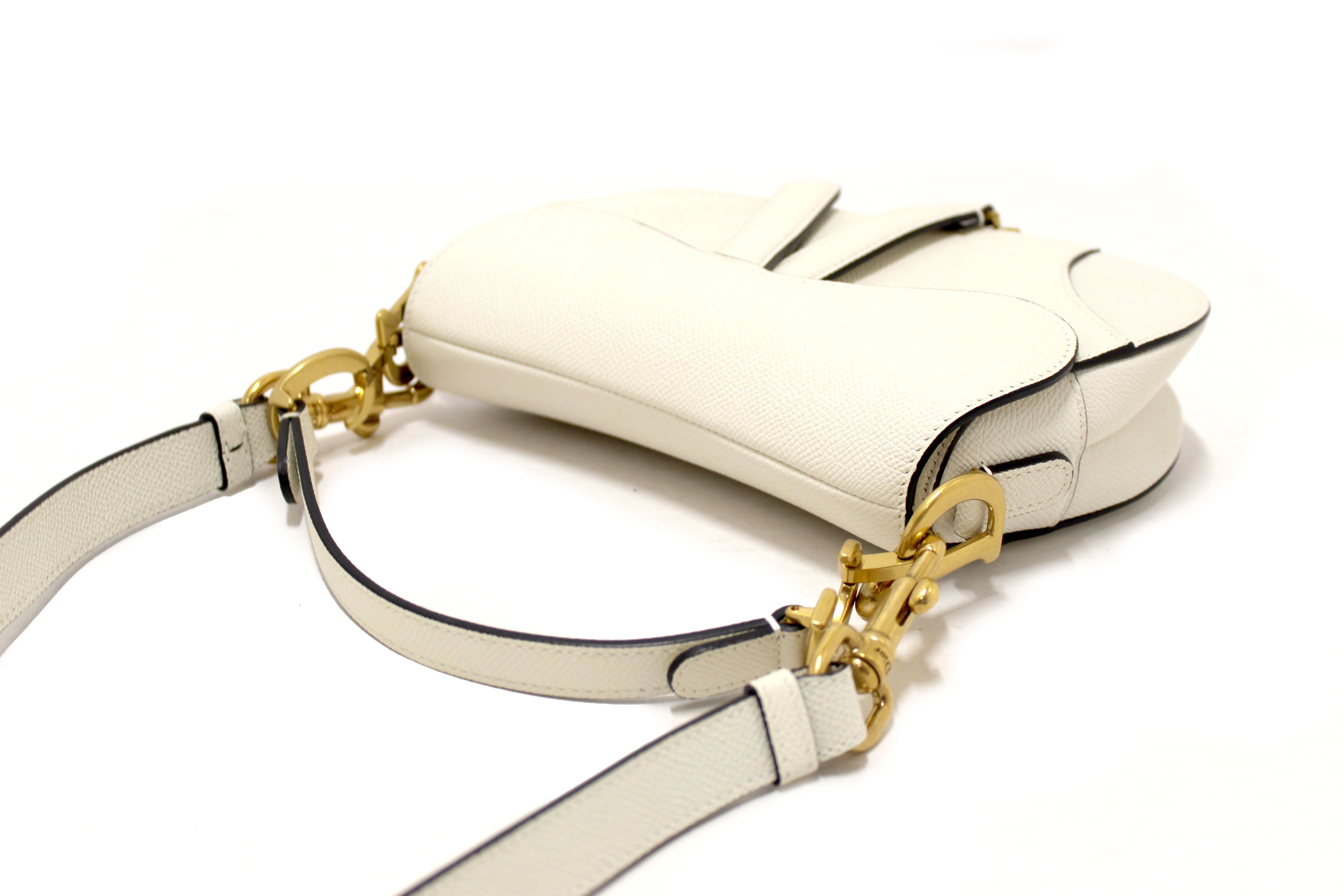 Christian Dior White Leather Mini Saddle Shoulder Handbag