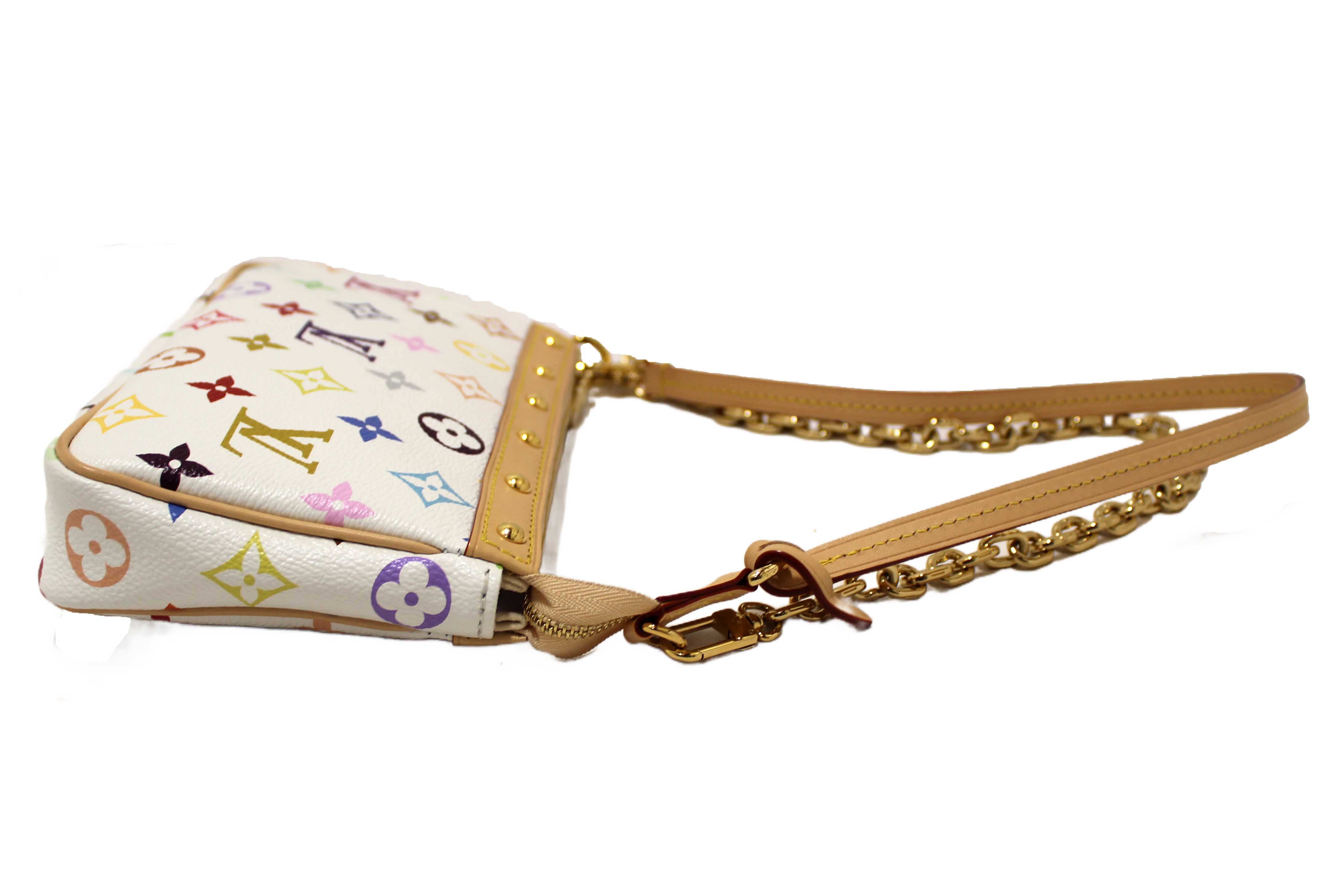 Authentic Louis Vuitton White Multicolor Monogram LV x TM Pochette Accessoires