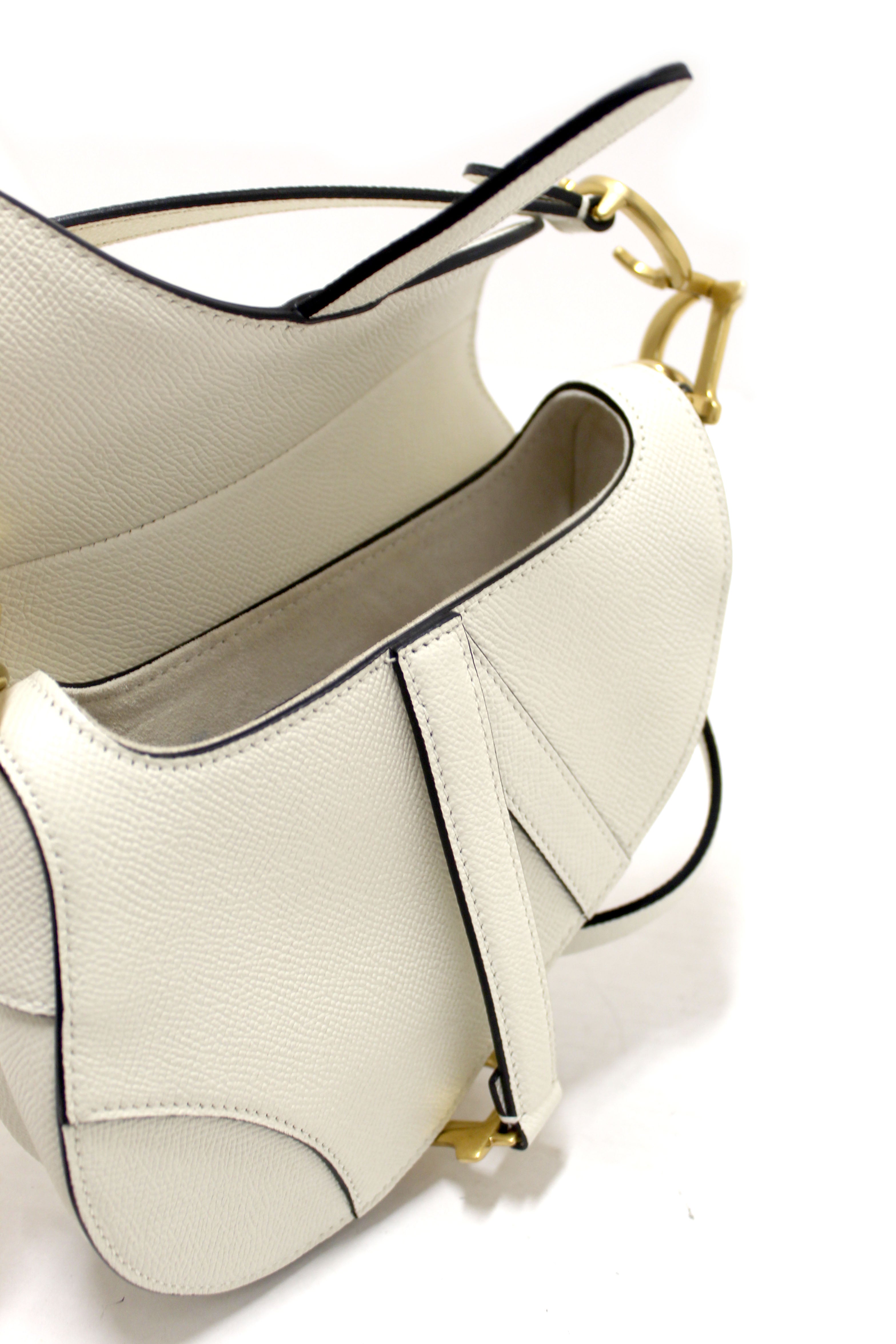 Christian Dior White Leather Mini Saddle Shoulder Handbag