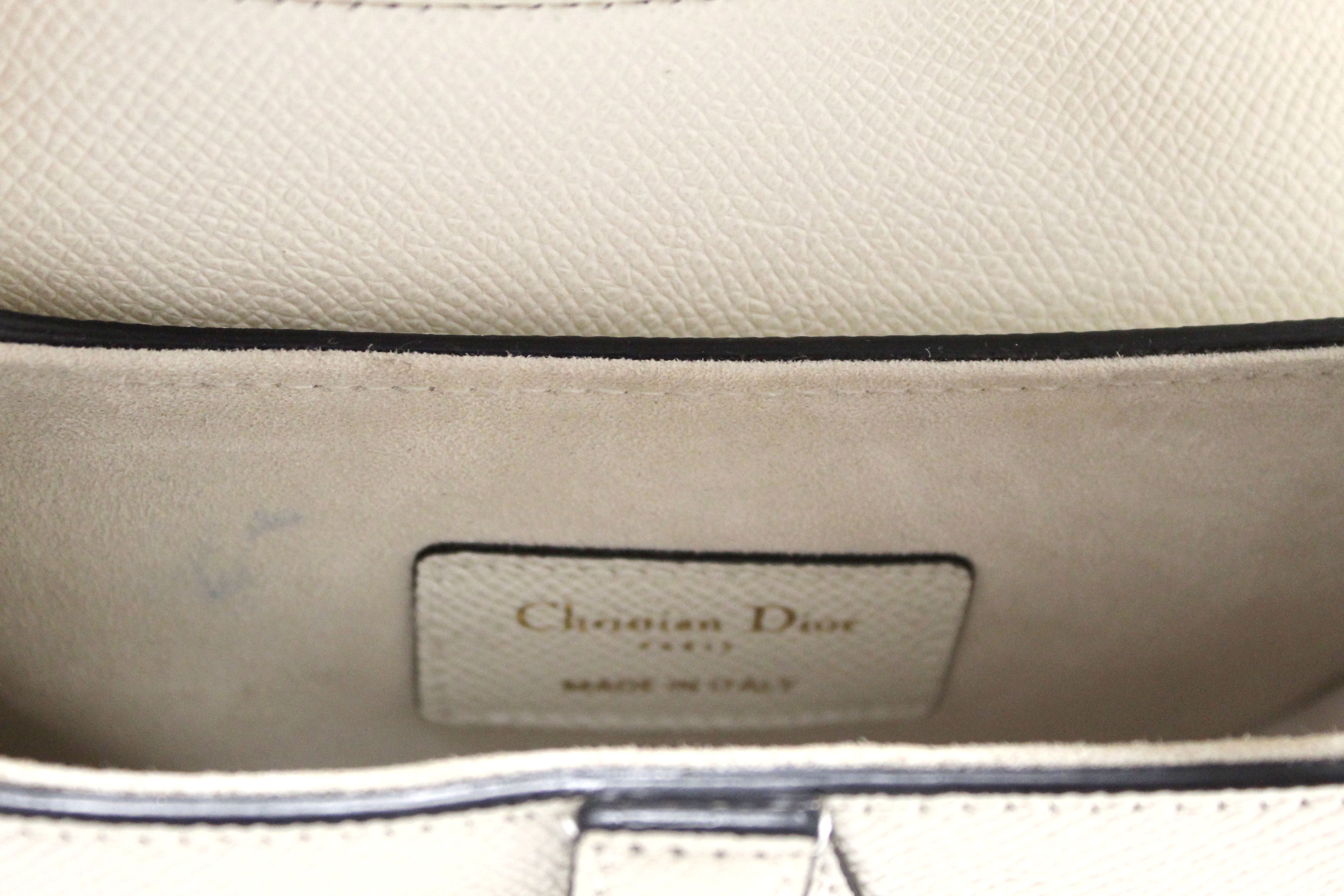 Christian Dior White Leather Mini Saddle Shoulder Handbag