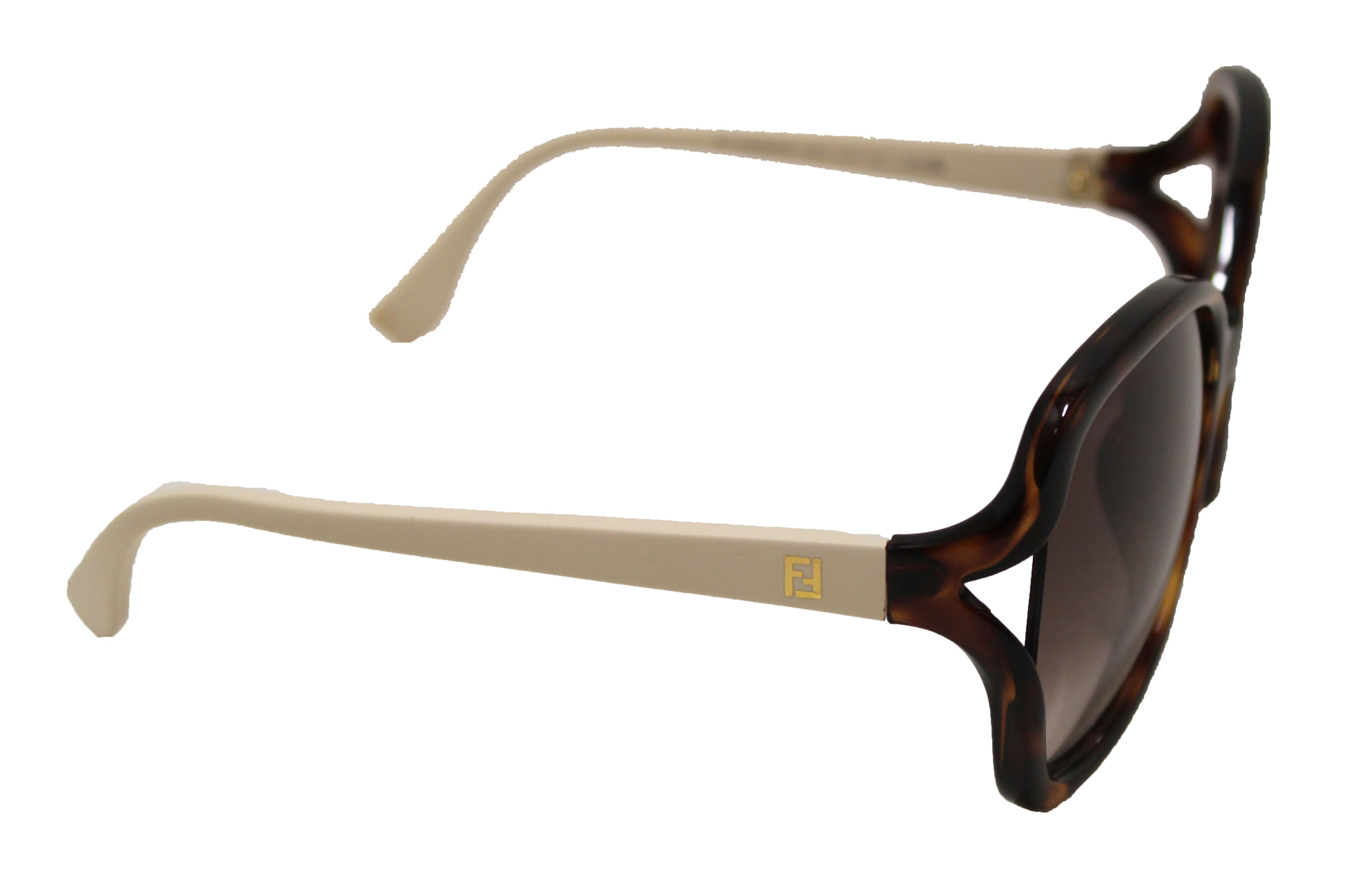 Authentic Fendi Tortoise Shell Acetate And White Frame Sunglasses