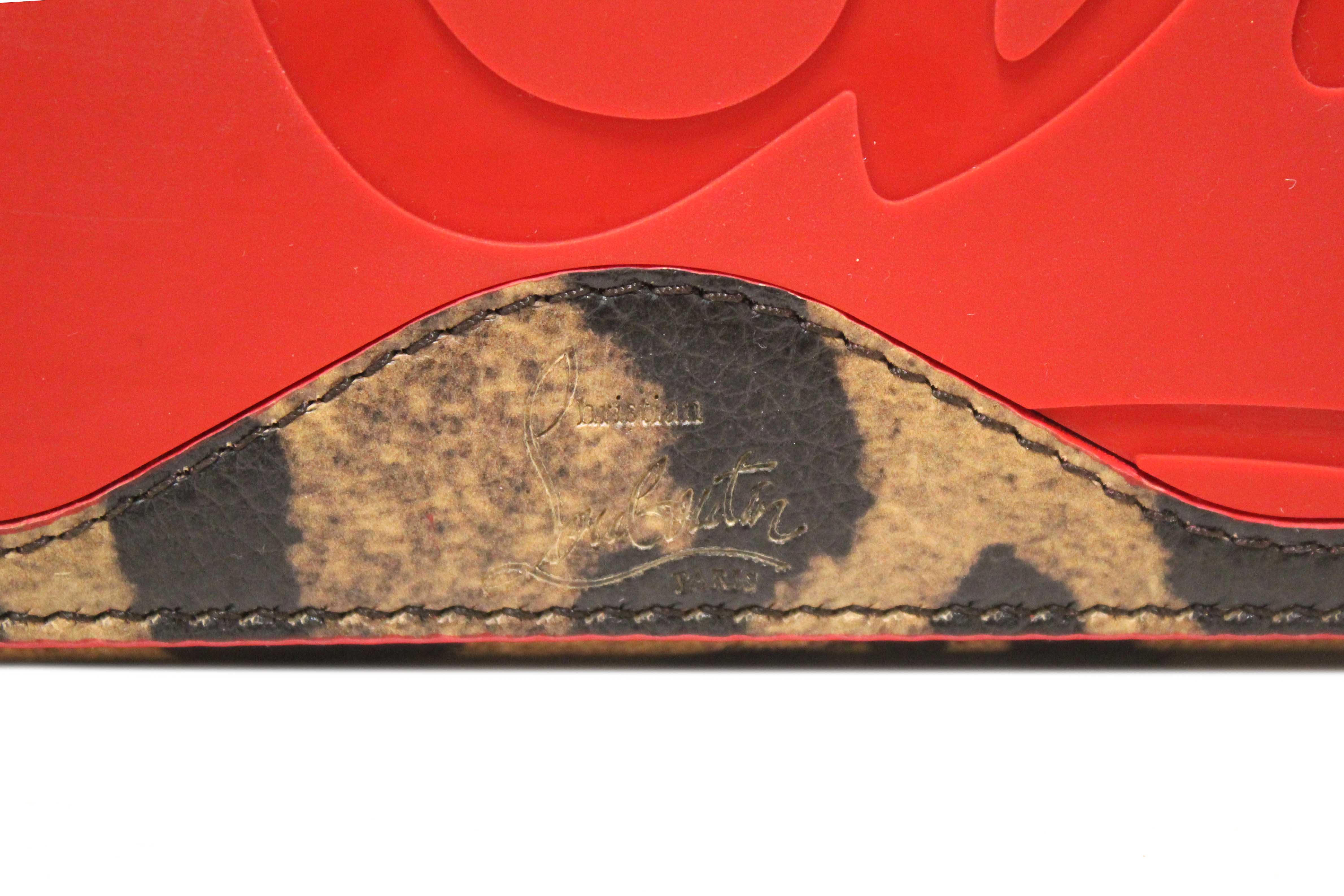 Authentic Christian Louboutin Leopard Printed Leather Cabata Spiked Large Tote Bag