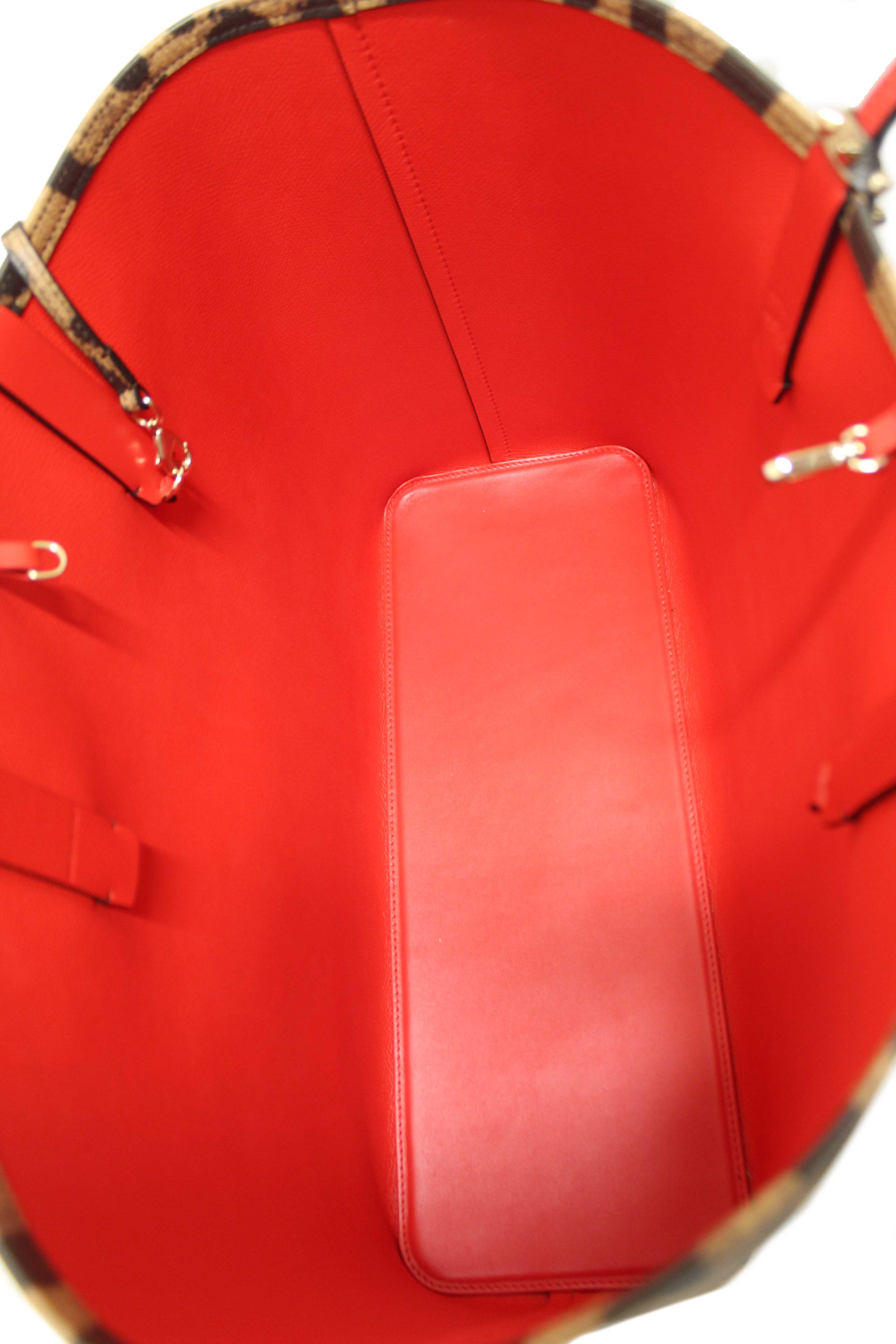 Authentic Christian Louboutin Leopard Printed Leather Cabata Spiked Large Tote Bag