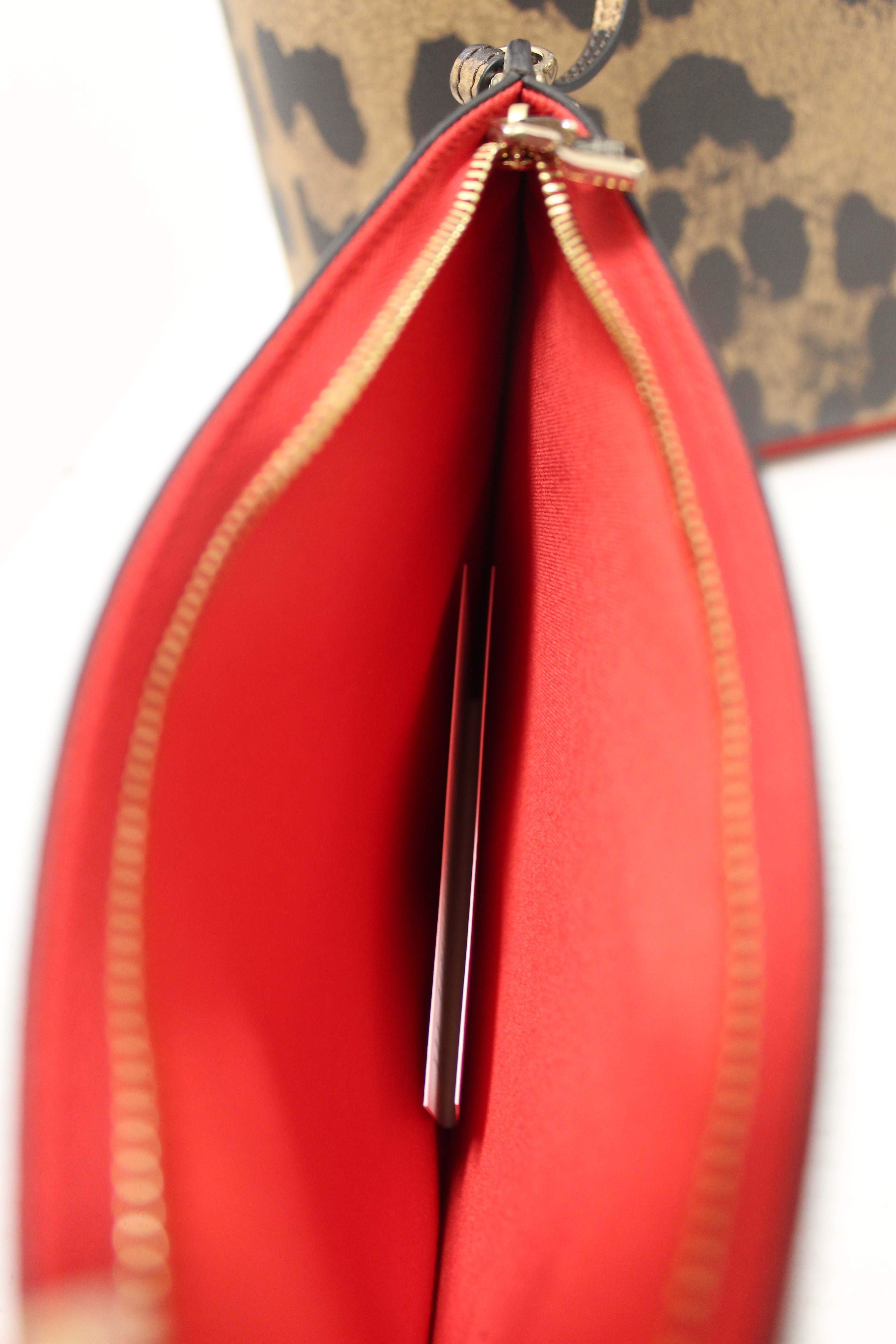 Authentic Christian Louboutin Leopard Printed Leather Cabata Spiked Large Tote Bag