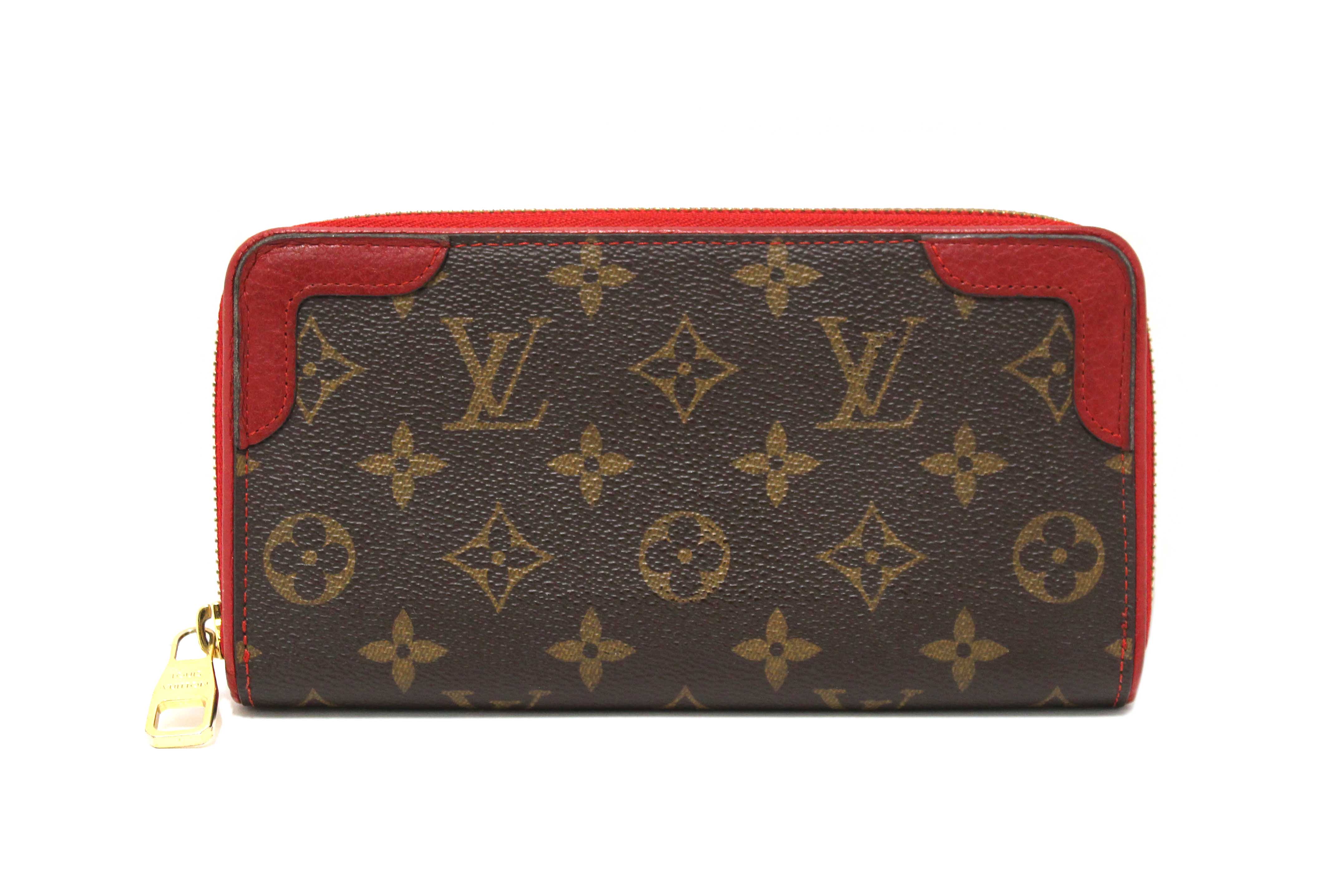Authentic Louis Vuitton Cerise Monogram Retiro Zippy Long Wallet