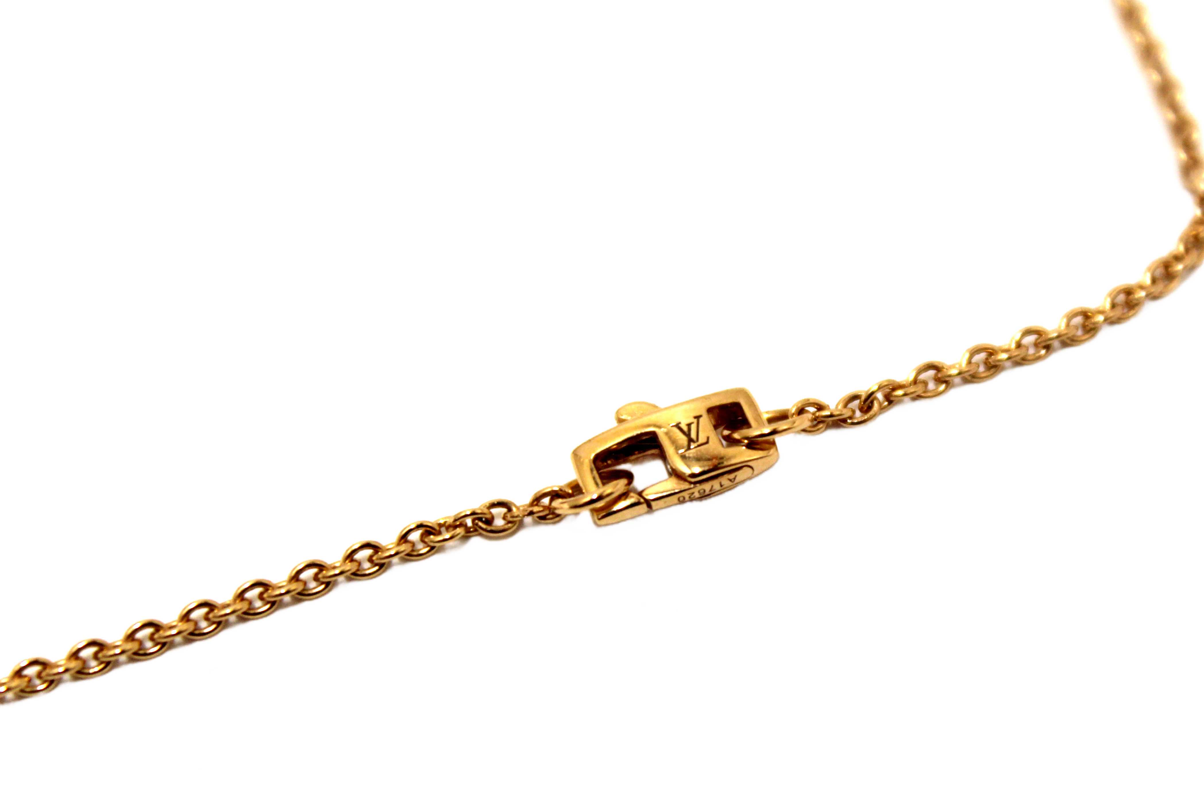 Authentic Louis Vuitton Pink Gold and White Mother-Of-Pearl Color Blossom Sun Pendant Necklace