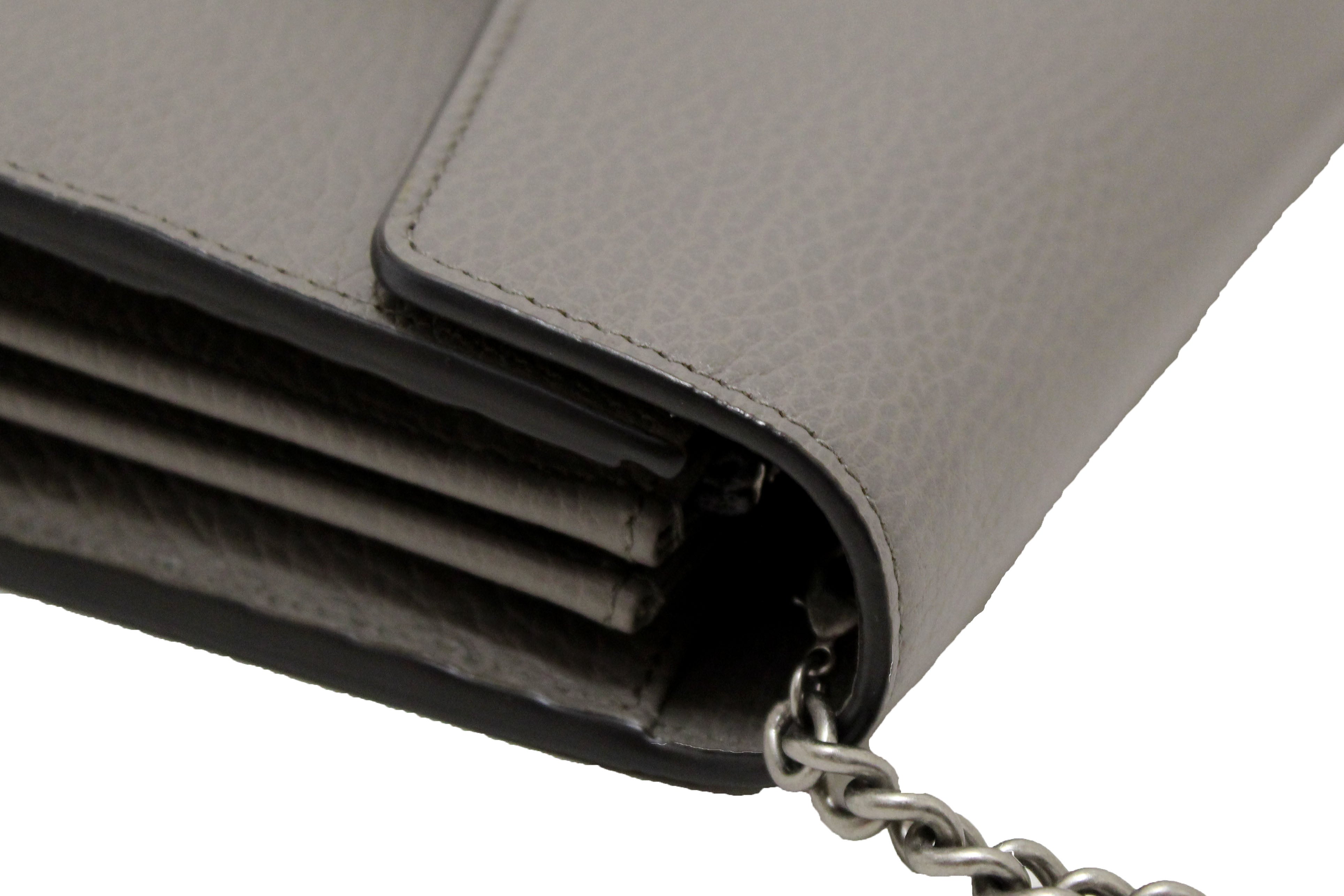 Authentic NEW Gucci Grey Leather Dionysus Mini Chain Wallet