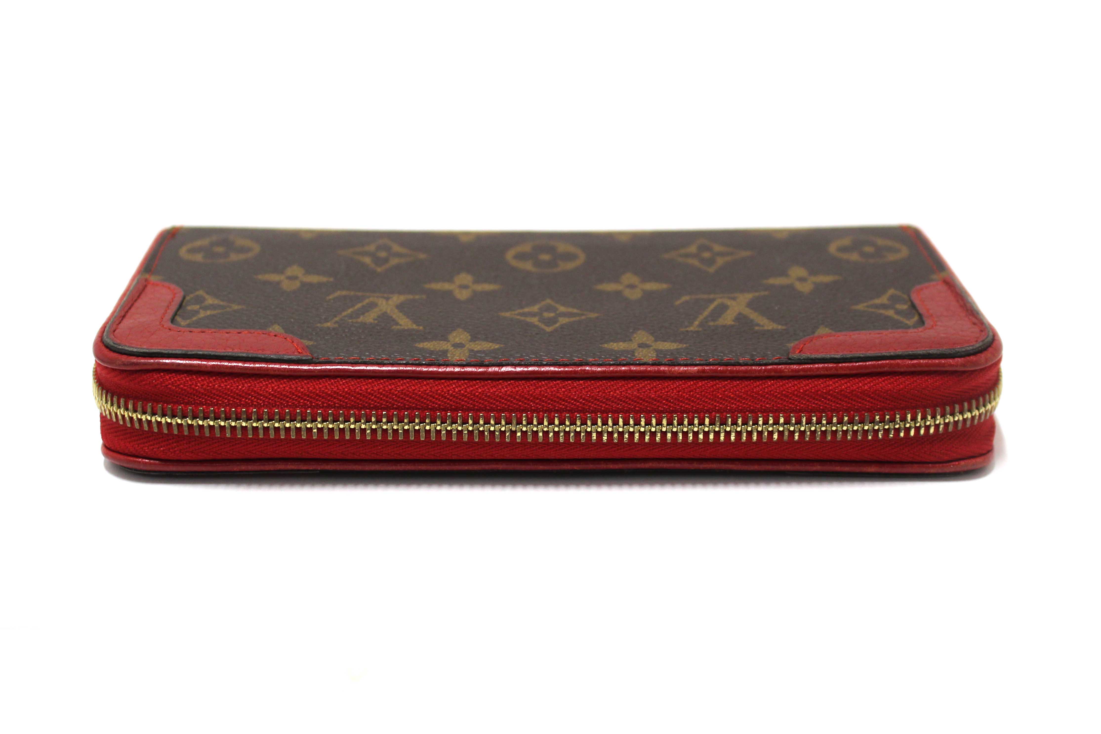 Authentic Louis Vuitton Cerise Monogram Retiro Zippy Long Wallet
