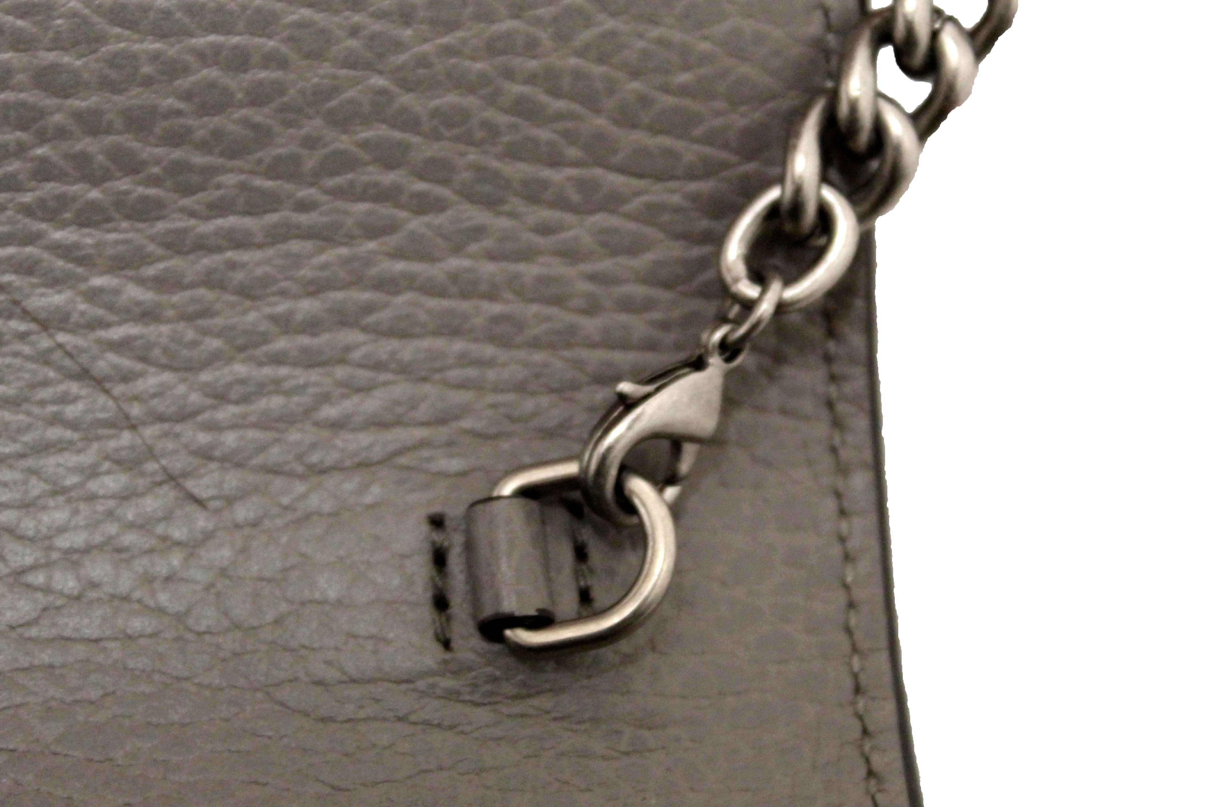 Authentic NEW Gucci Grey Leather Dionysus Mini Chain Wallet