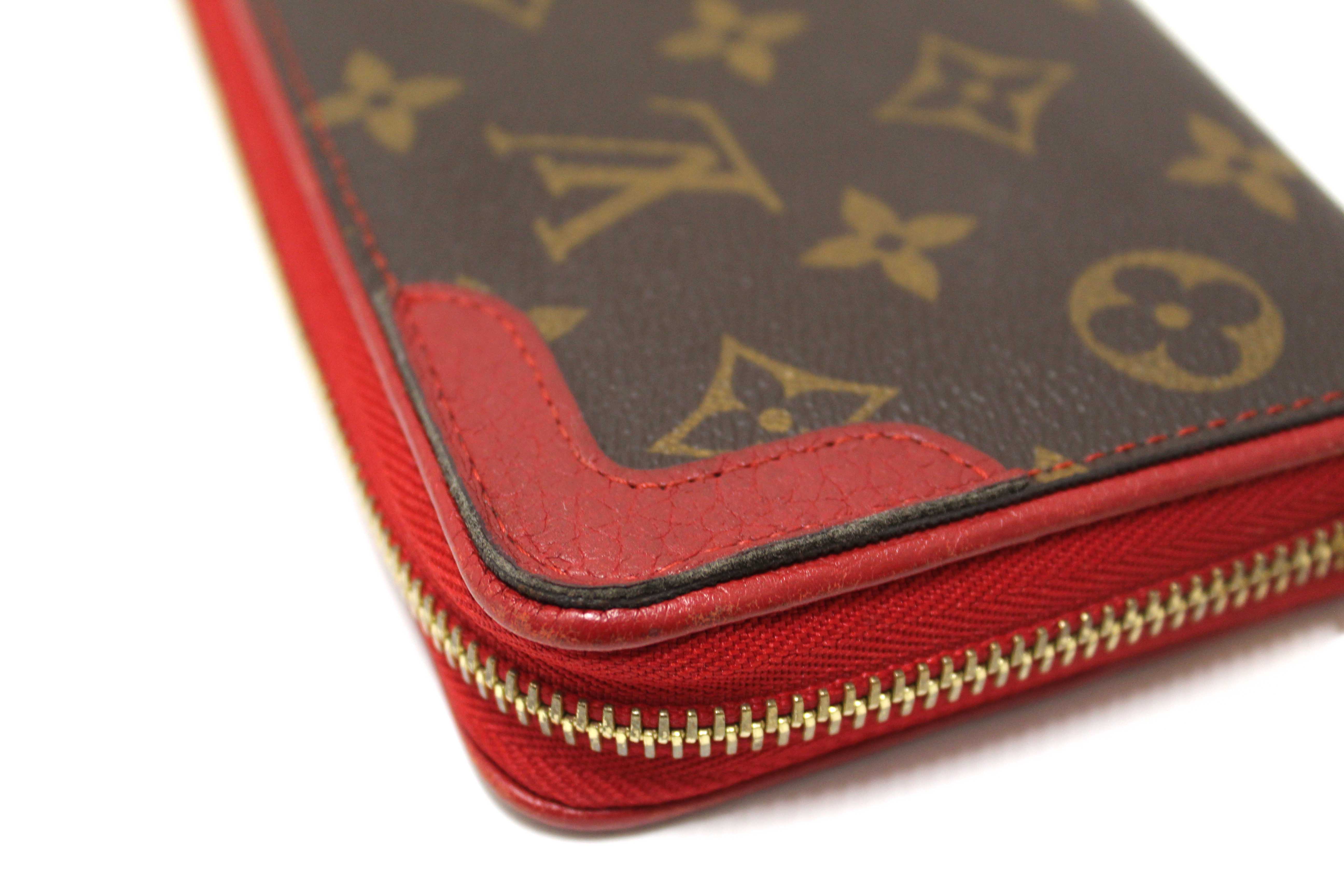 Authentic Louis Vuitton Cerise Monogram Retiro Zippy Long Wallet