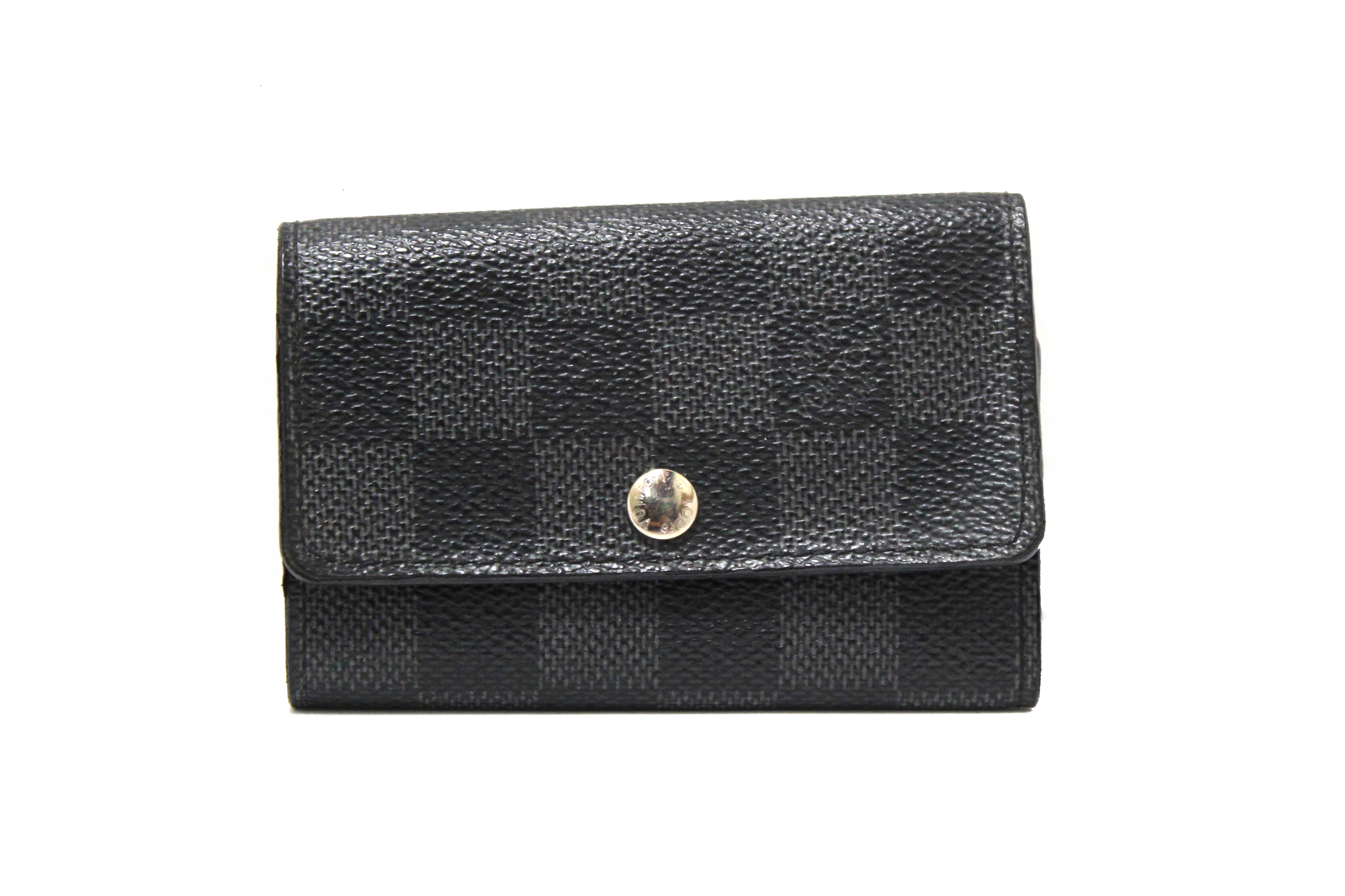 Authentic Louis Vuitton Damier Graphite Canvas 6 Key Holder