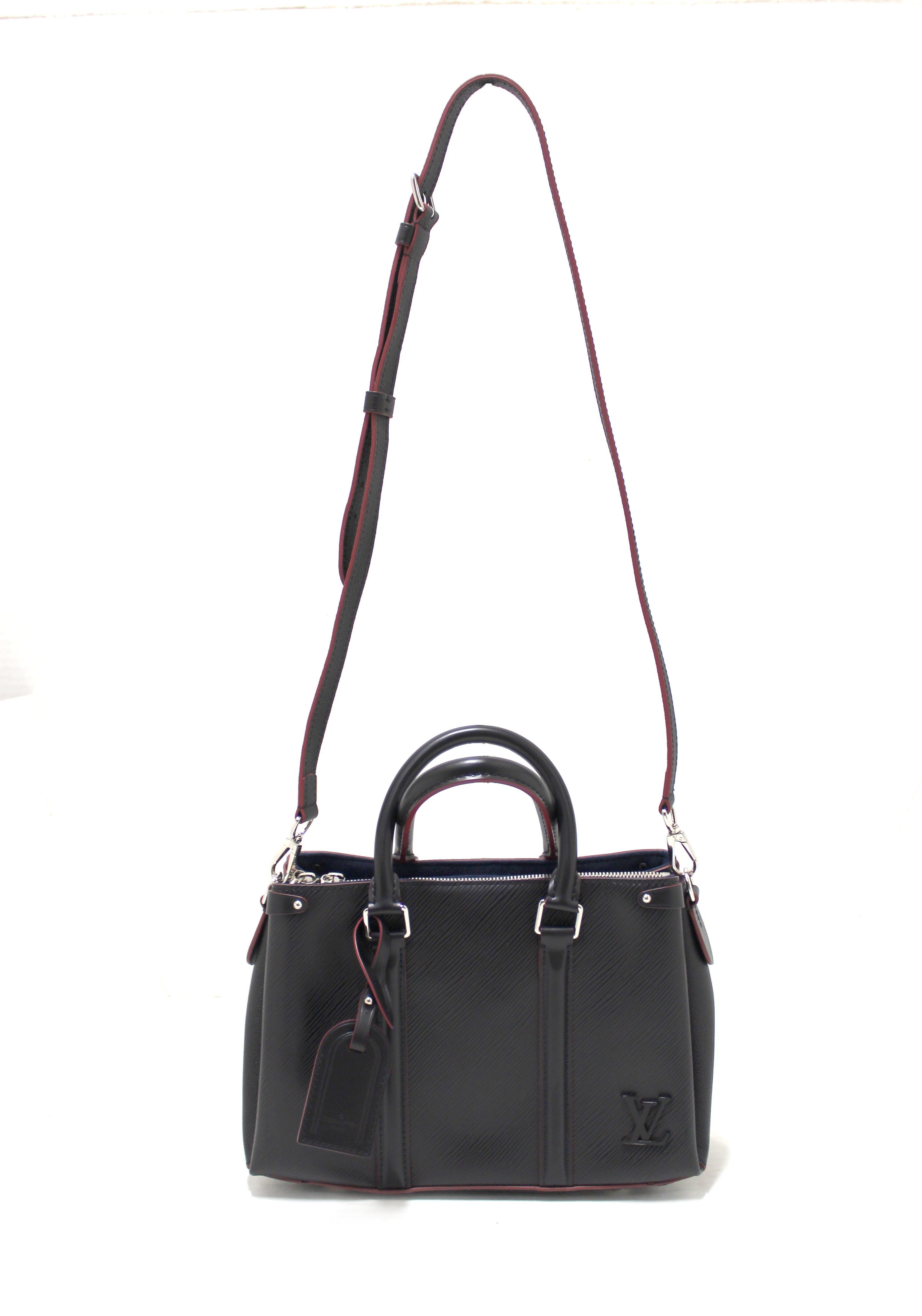 Louis Vuitton Shoulder Bag Soufflot Epi Black Authentic Vintage With Pouch