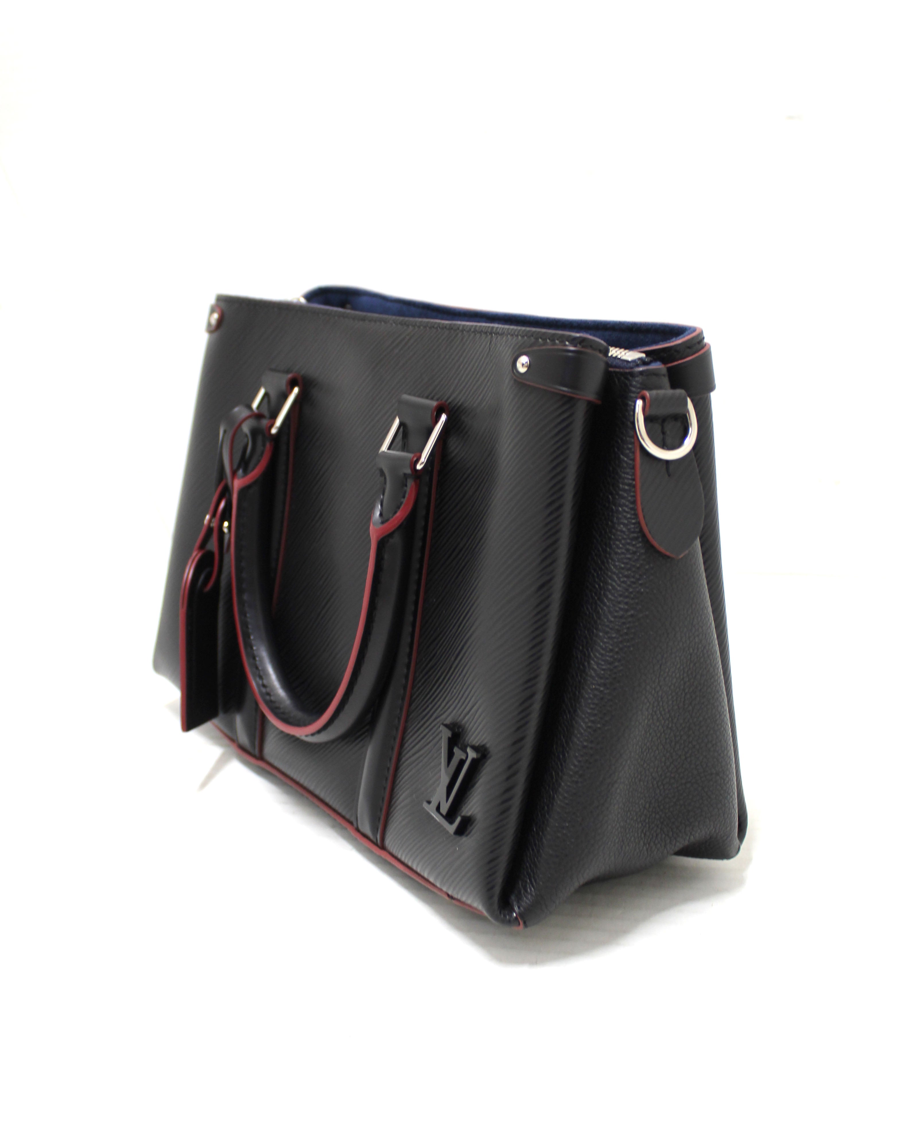 Louis Vuitton Black Epi Leather Soufflot with Pouch Bag Louis
