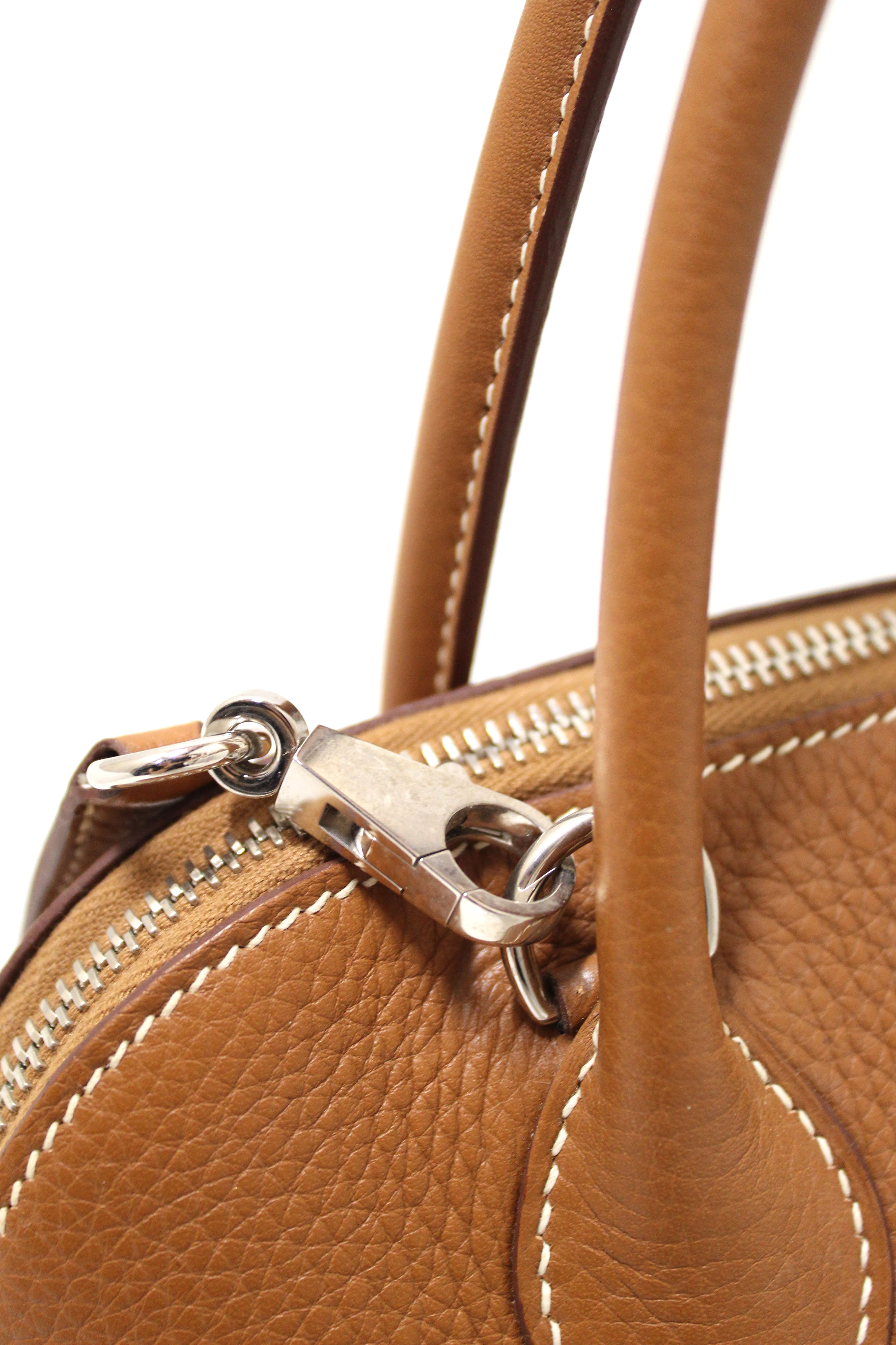 Authentic Hermes Brown Taurillon Clemence Bolide 31 Handbag/Shoulder Bag