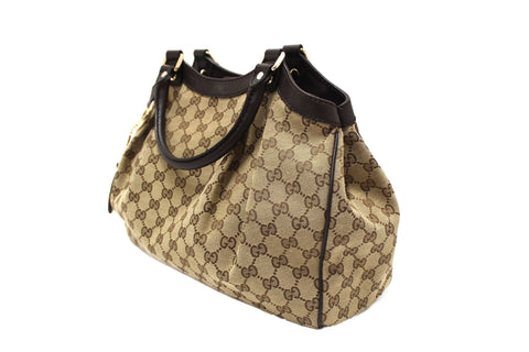 Authentic Gucci Dark Brown Medium Sukey Tote Bag 211944