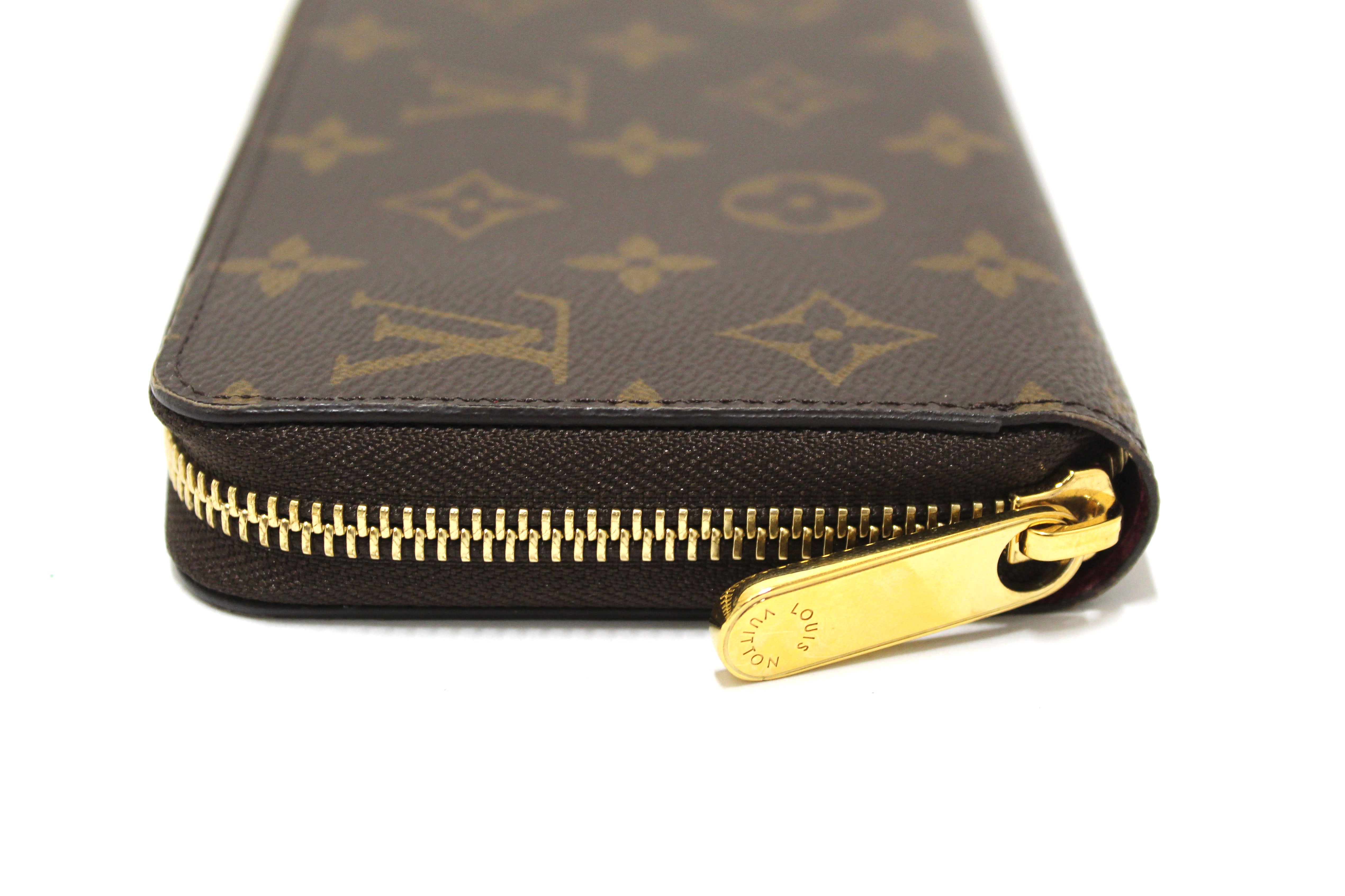 Authentic Louis Vuitton Classic Monogram with Fuchsia Zippy Wallet