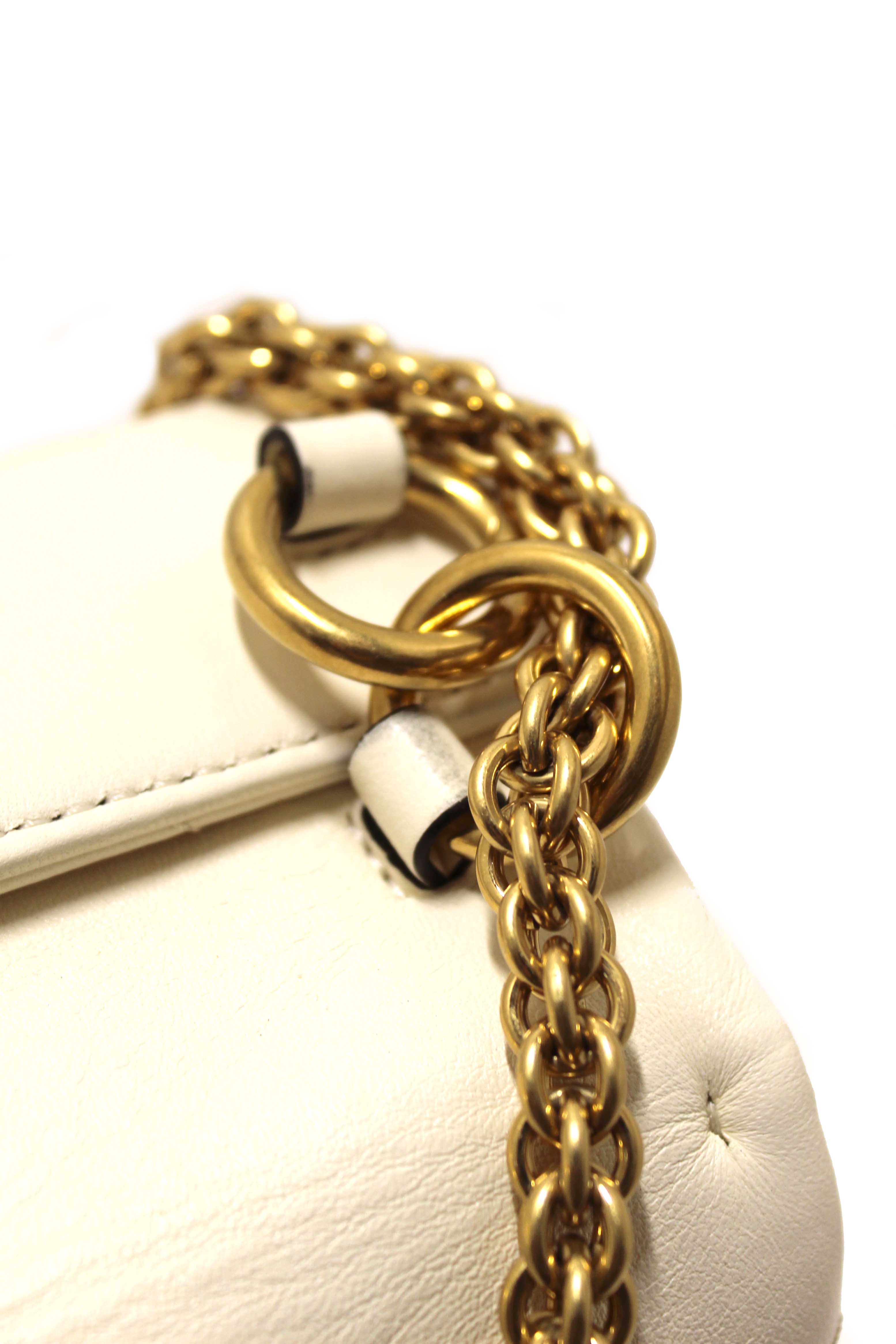 Authentic Valentino Garavani Large Roman Stud White Nappa Leather Shoulder Bag