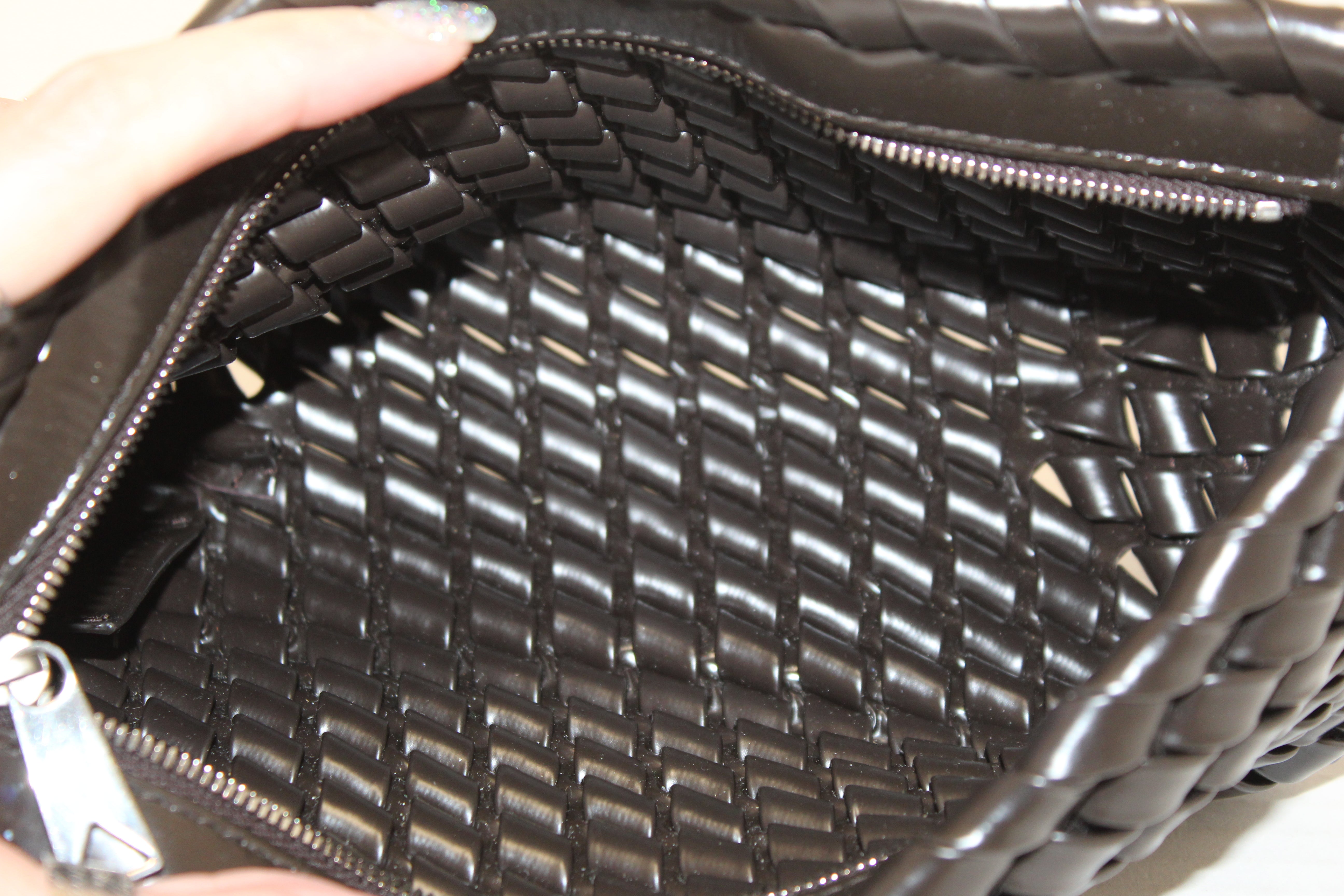 Authentic Bottega Veneta Brown Nappa Intrecciato Slanted Clutch Fondant