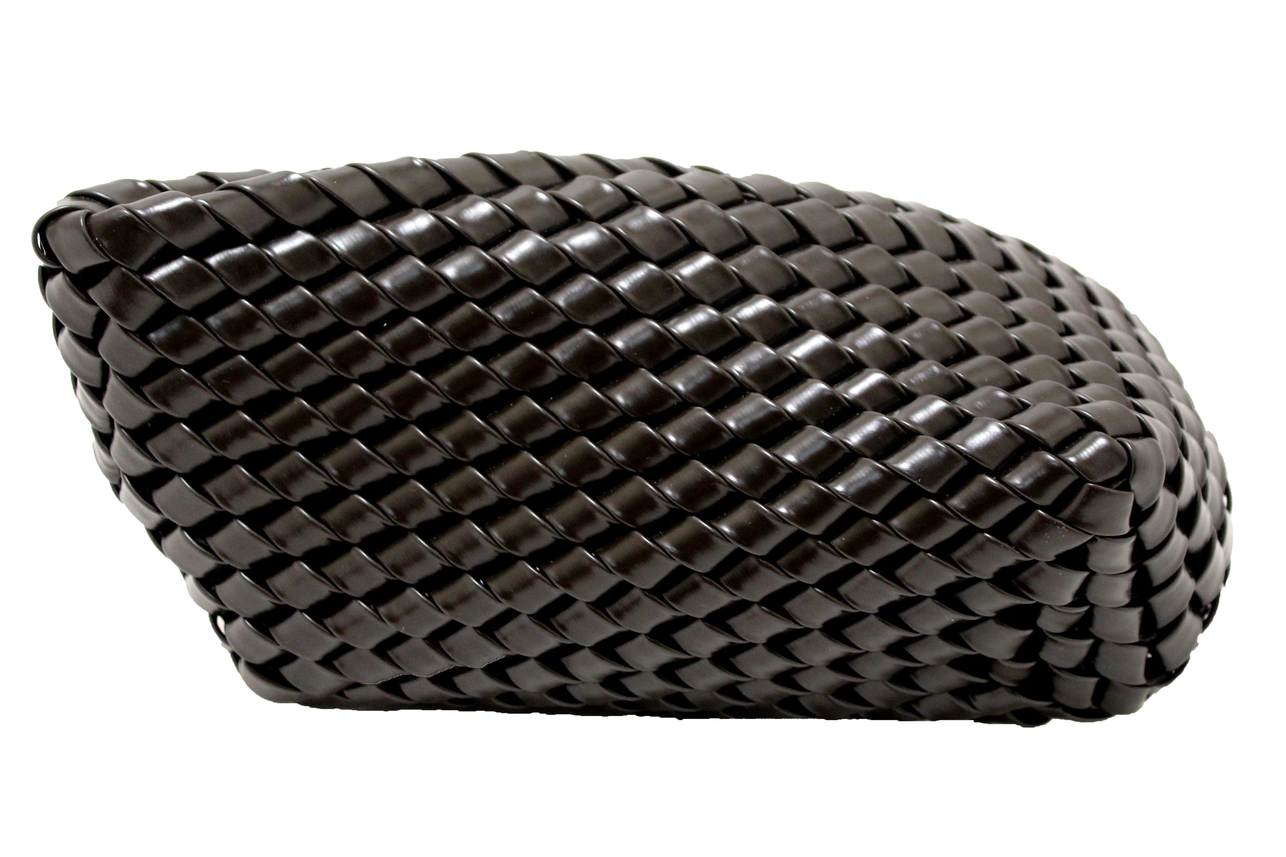 Authentic Bottega Veneta Brown Nappa Intrecciato Slanted Clutch Fondant