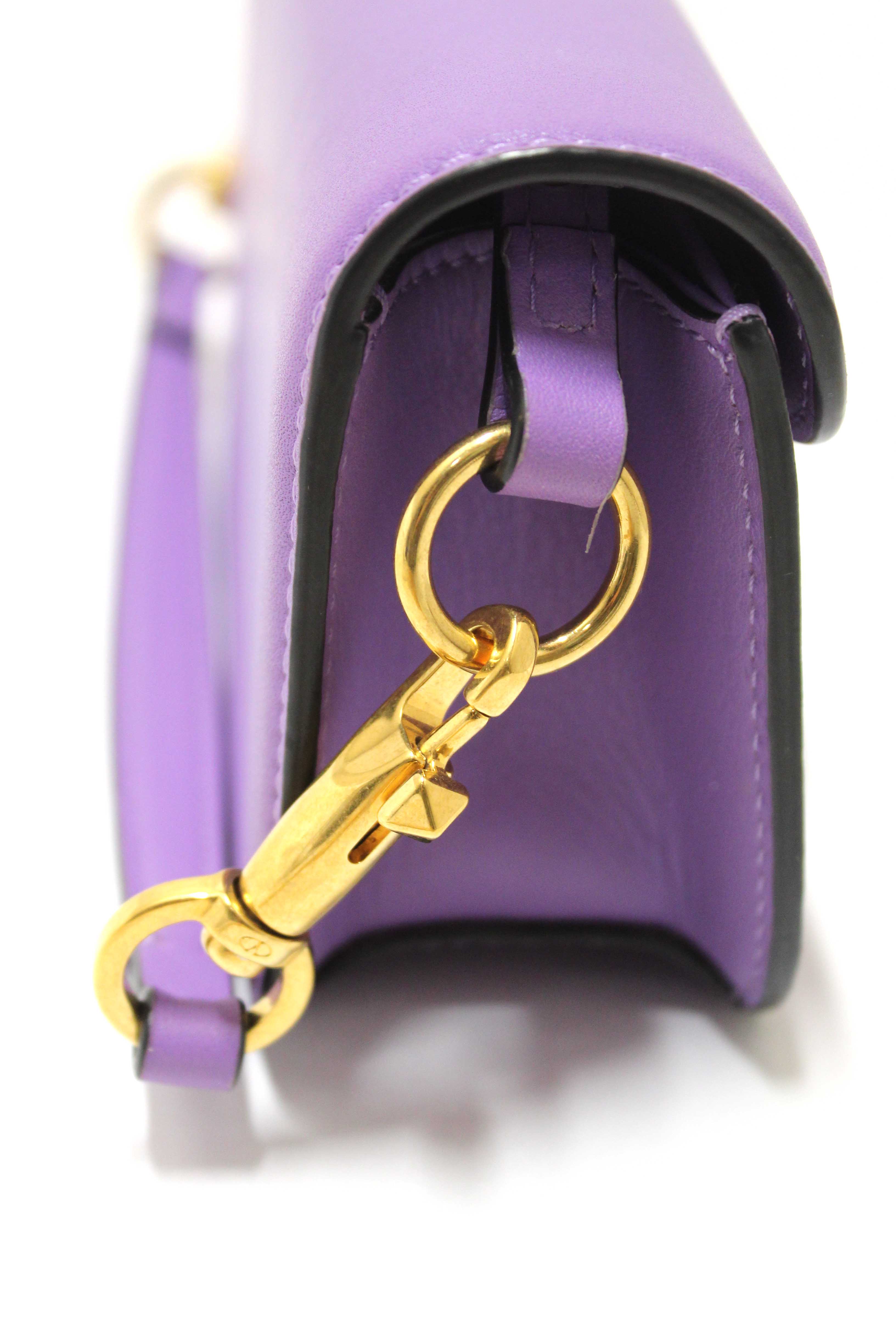 Authentic Valentino Purple Calfskin Leather Locò Small Crossbody Bag