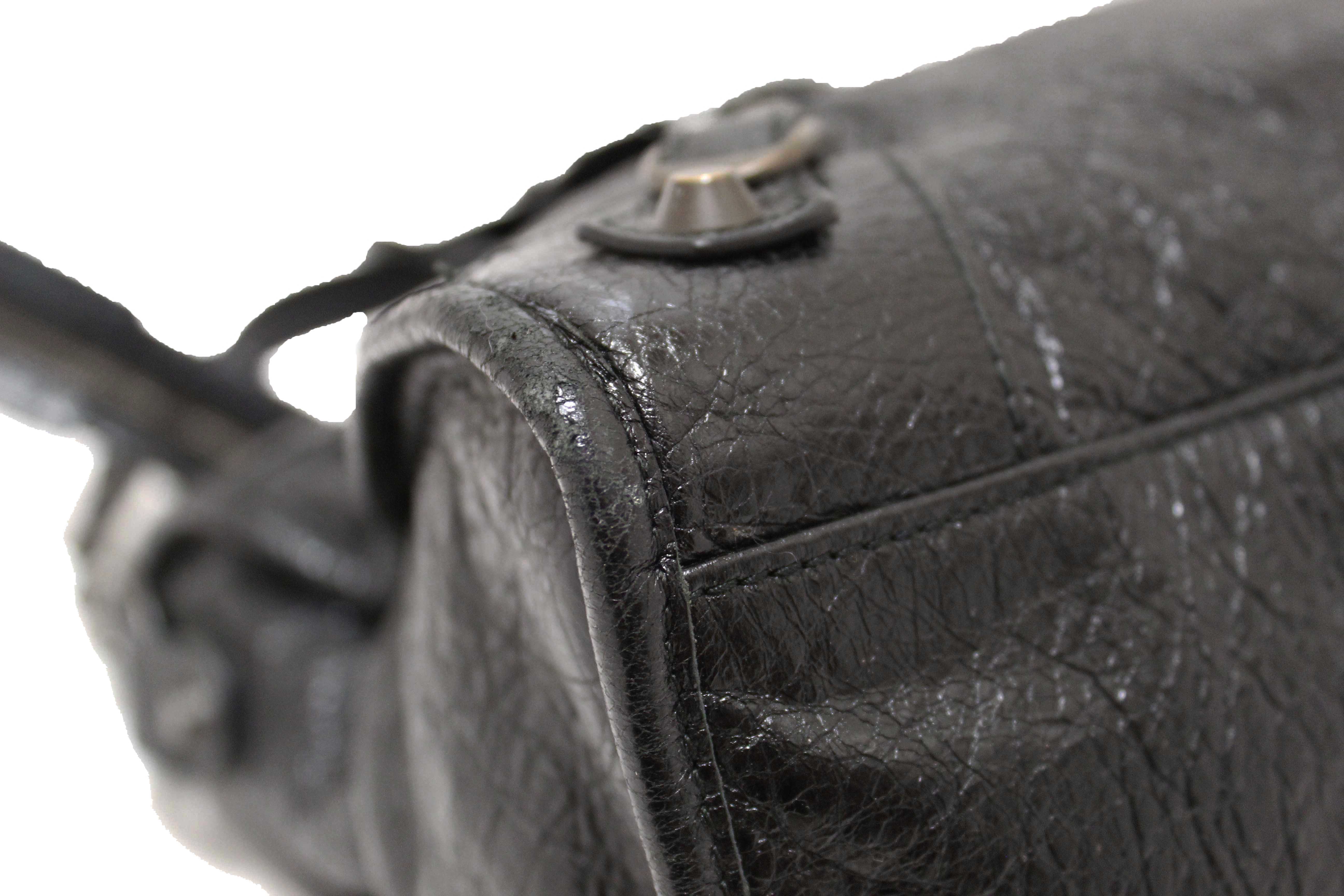 Authentic Balenciaga Black Classic City Lambskin Leather Shoulder Bag