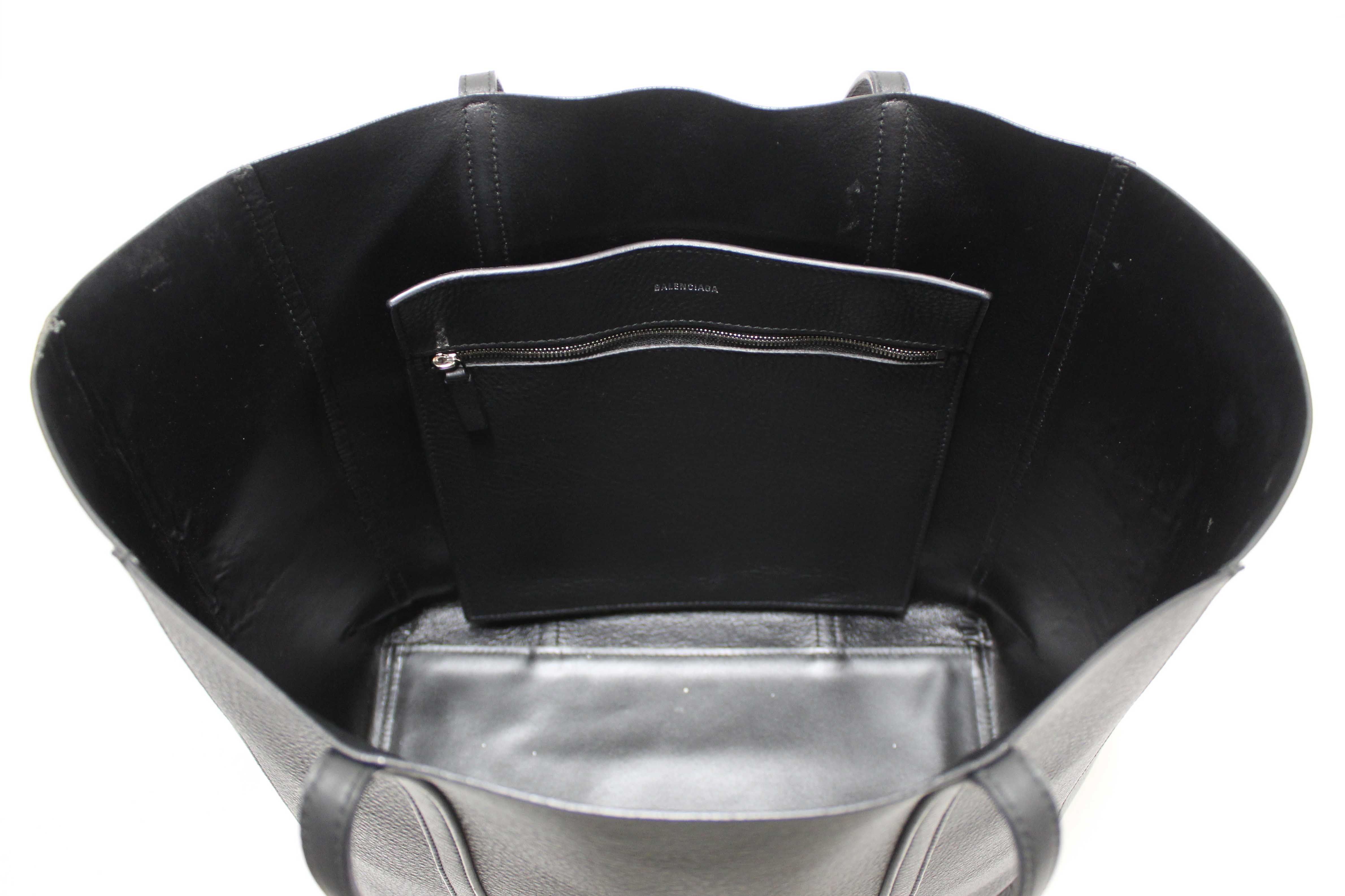Authentic Balenciaga Black Calfskin Leather Everyday Small Tote Bag