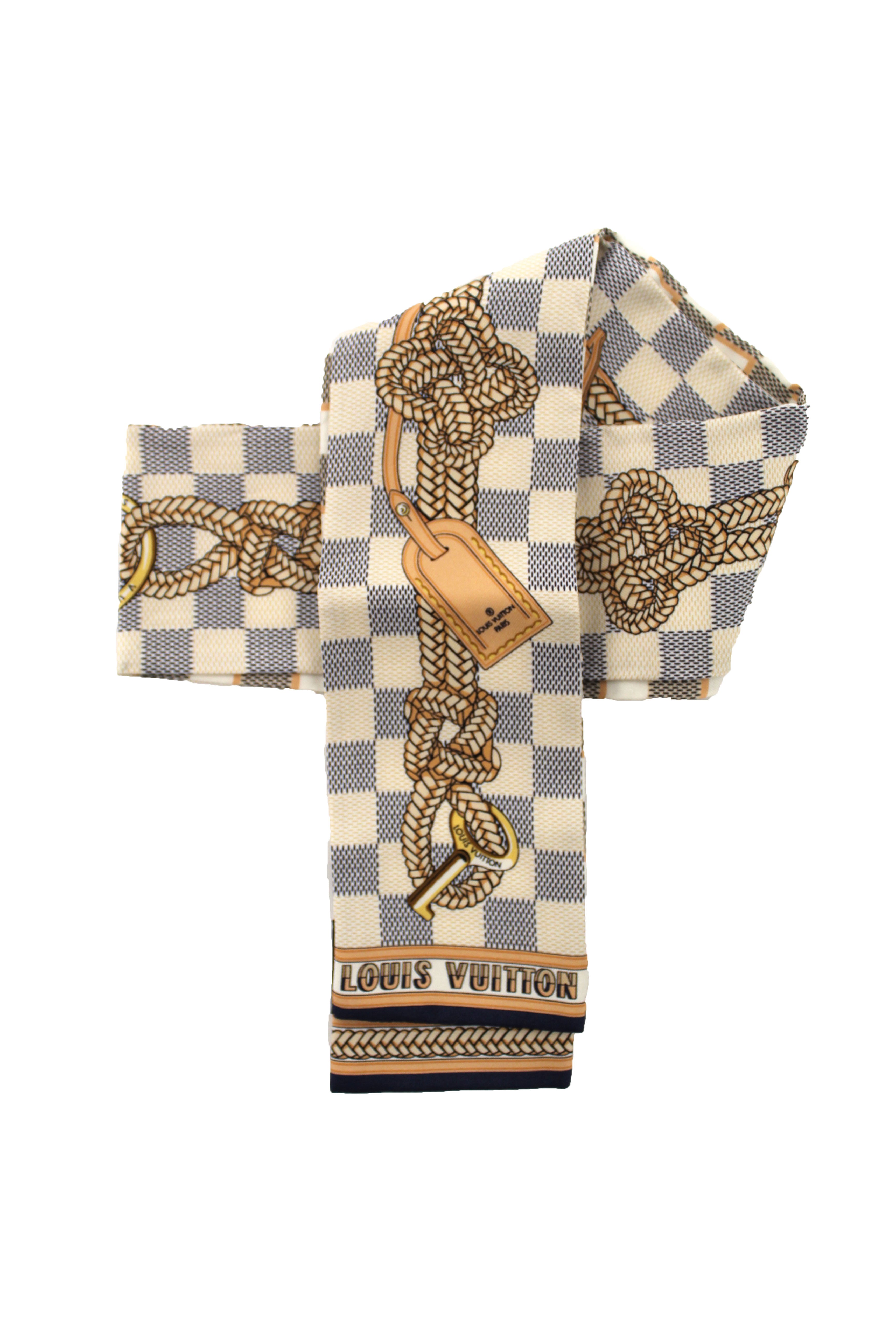Authentic Louis Vuitton Silk Damier Infinity Bandeau Twilly Scarf ...