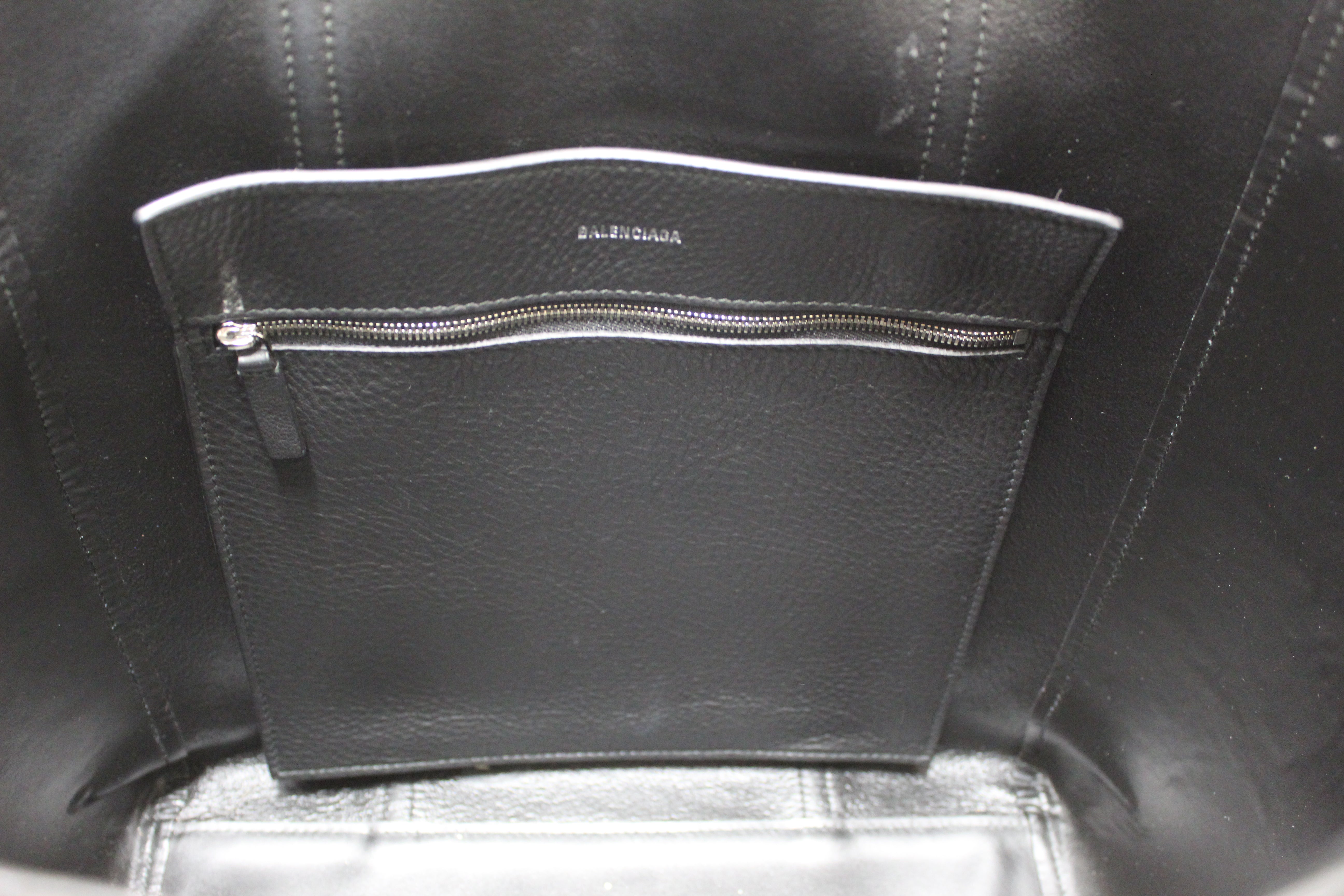 Authentic Balenciaga Black Calfskin Leather Everyday Small Tote Bag