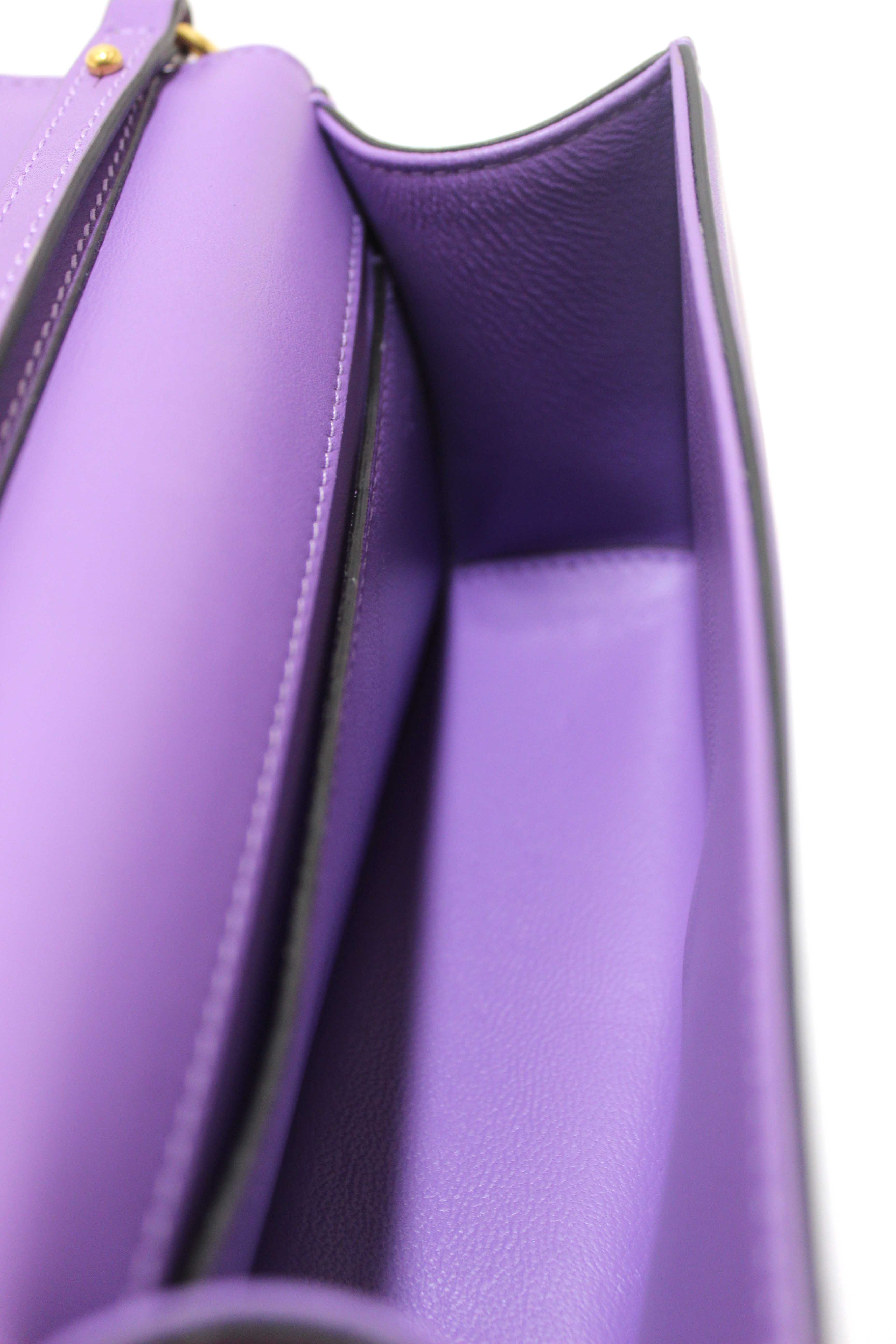 Authentic Valentino Purple Calfskin Leather Locò Small Crossbody Bag