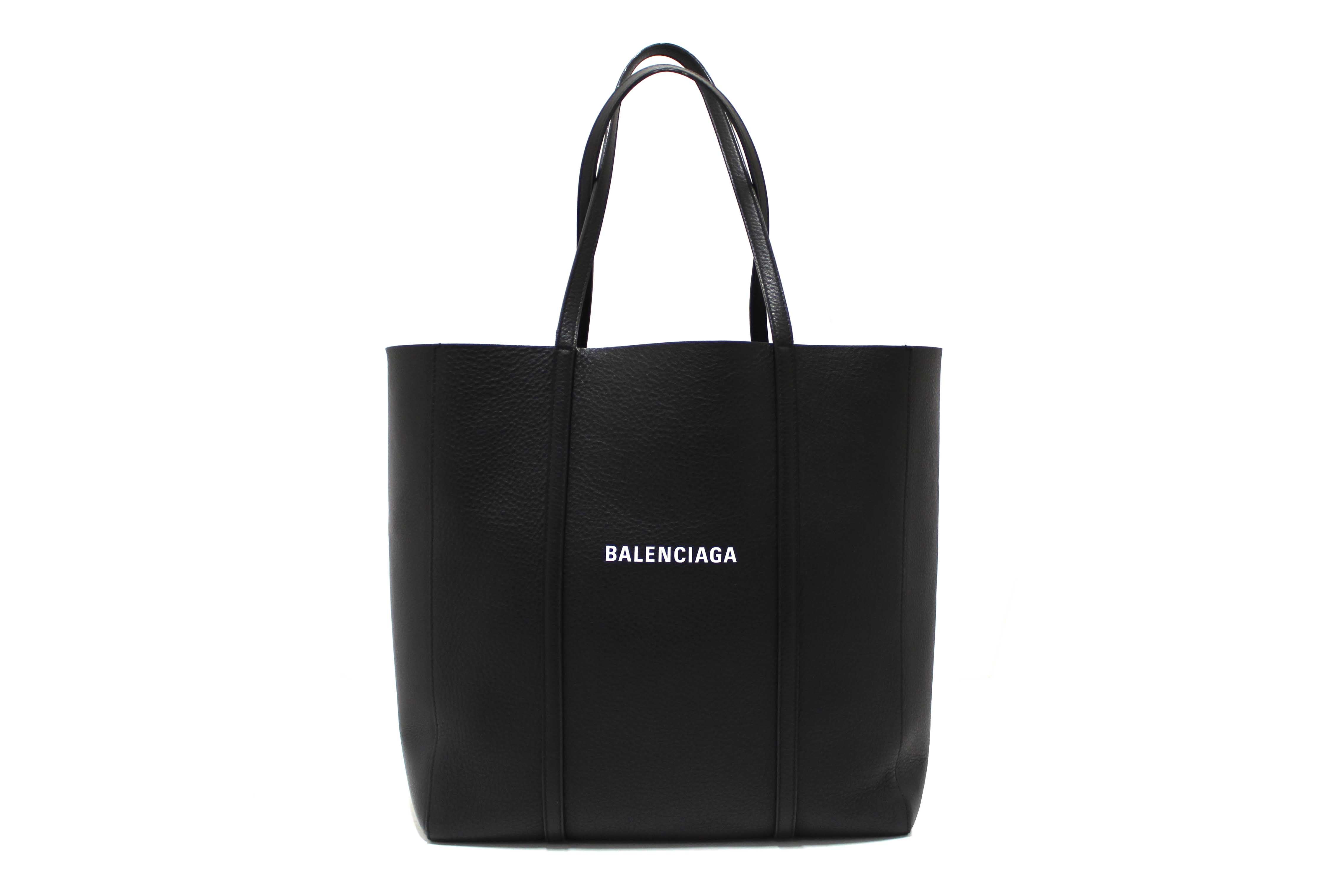 Authentic Balenciaga Black Calfskin Leather Everyday Small Tote Bag
