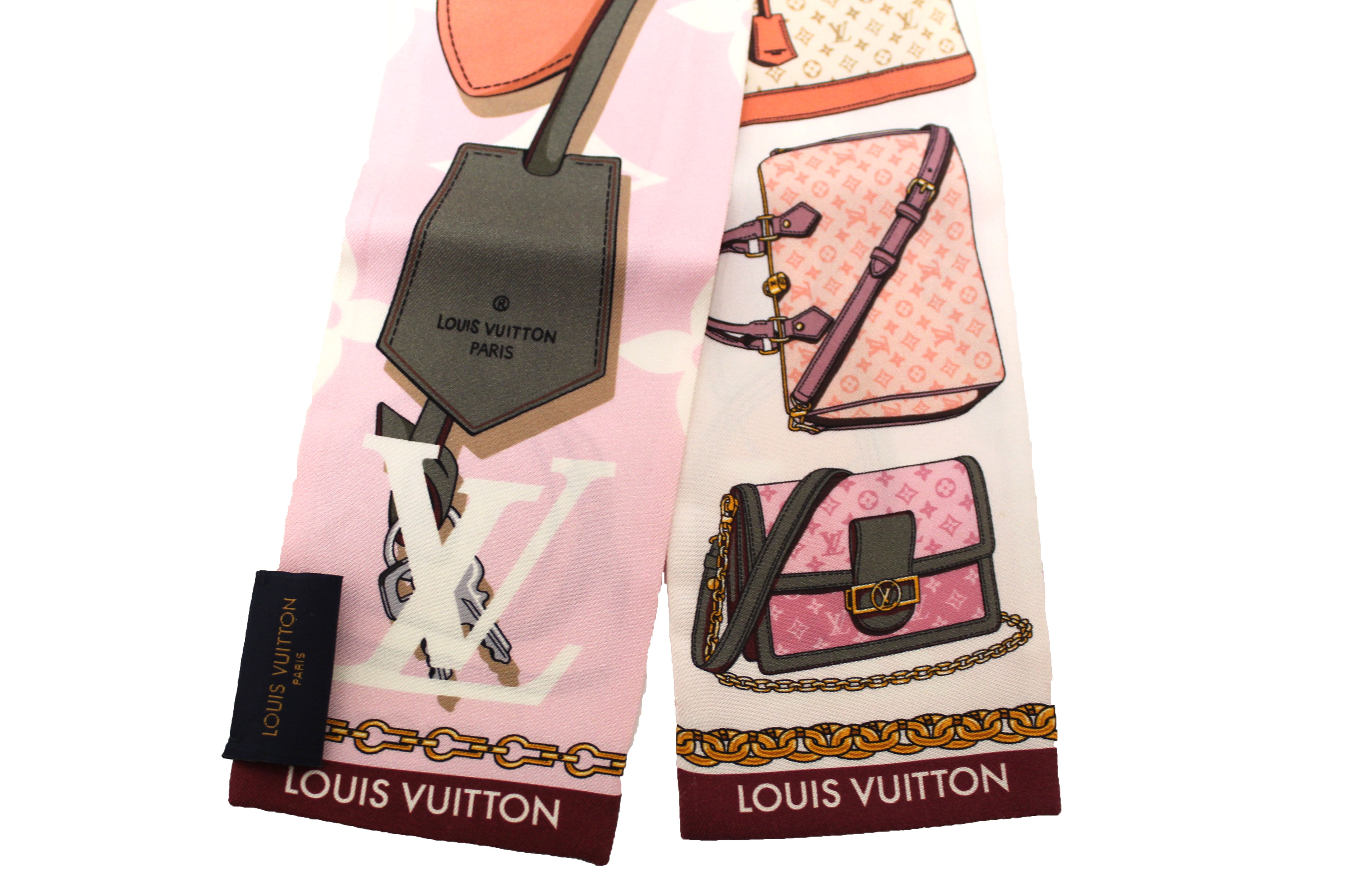Authentic Louis Vuitton Silk Pink Tribute To Bandeau Twilly Scarf