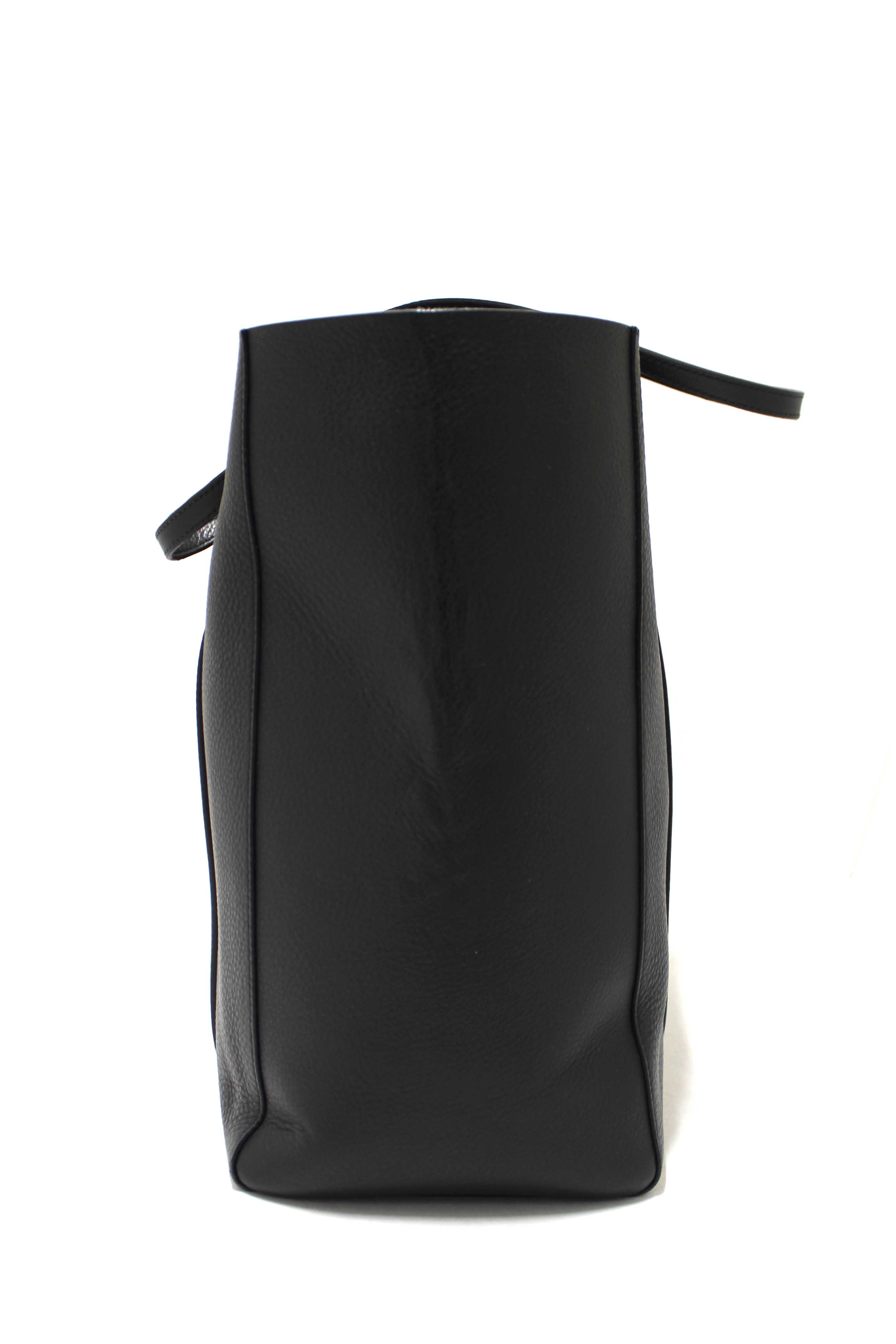 Authentic Balenciaga Black Calfskin Leather Everyday Small Tote Bag