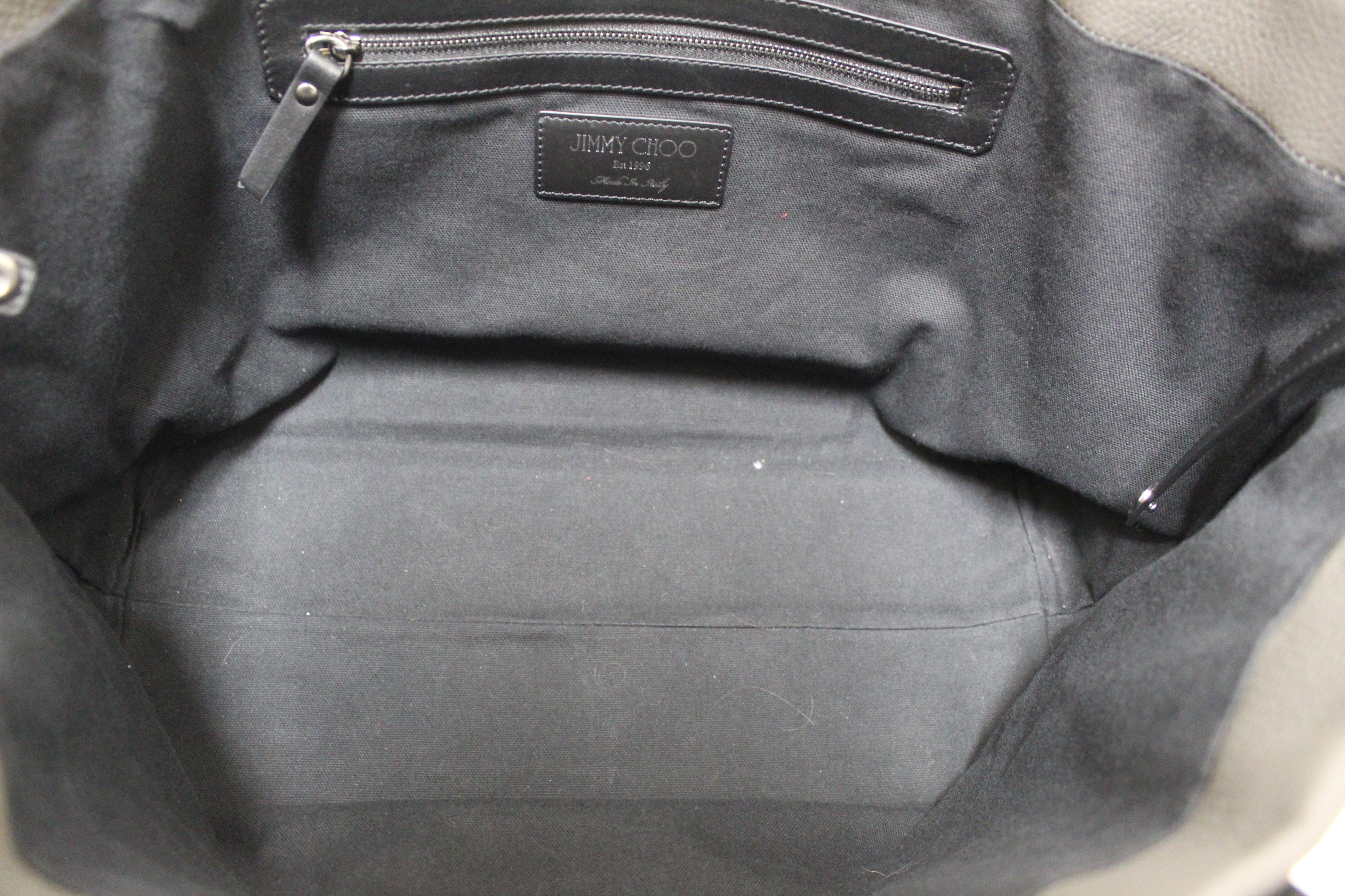 Authentic Jimmy Choo Grey  Leather Pimlico Star Studded Shoulder Tote