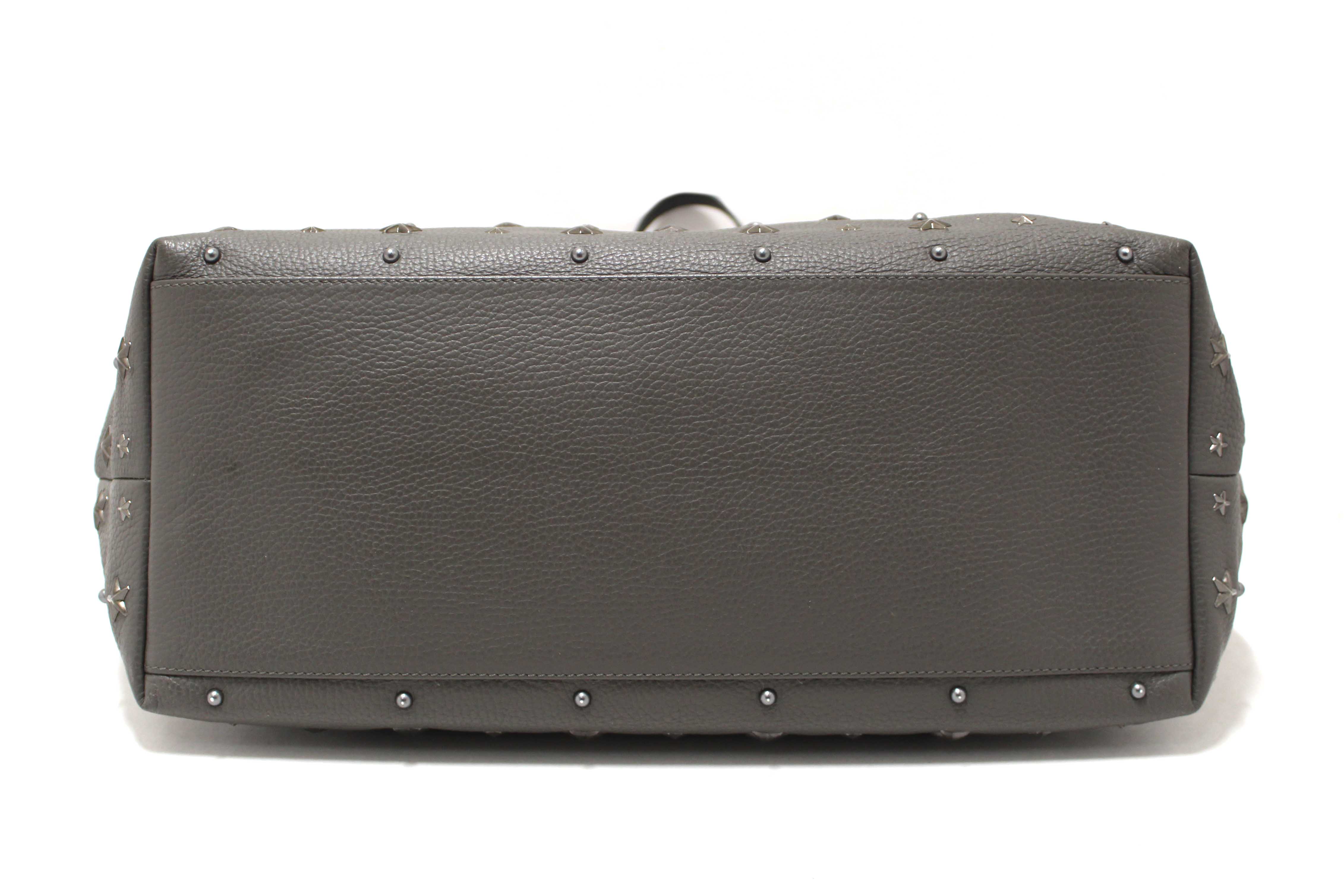 Authentic Jimmy Choo Grey  Leather Pimlico Star Studded Shoulder Tote