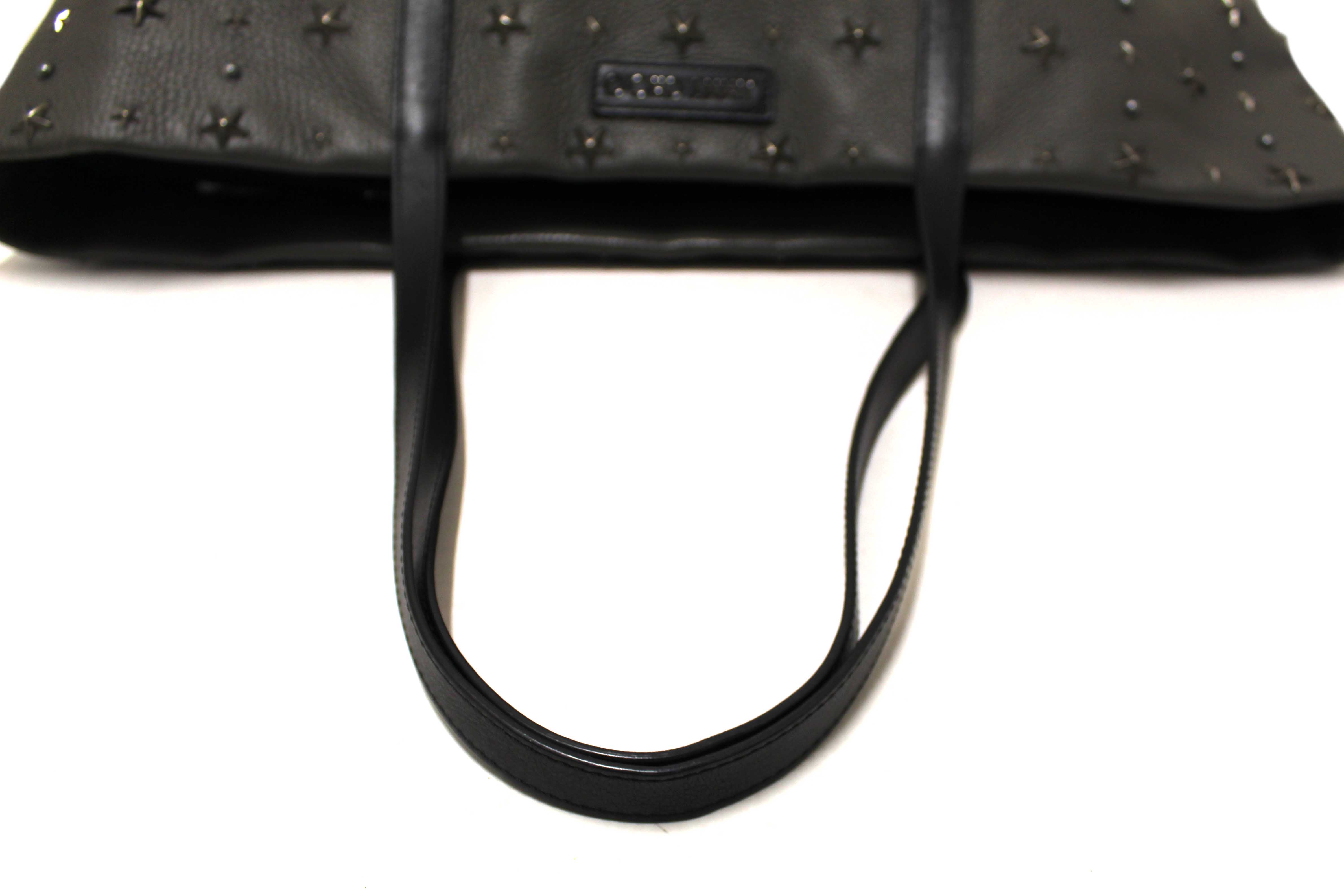 Authentic Jimmy Choo Grey  Leather Pimlico Star Studded Shoulder Tote