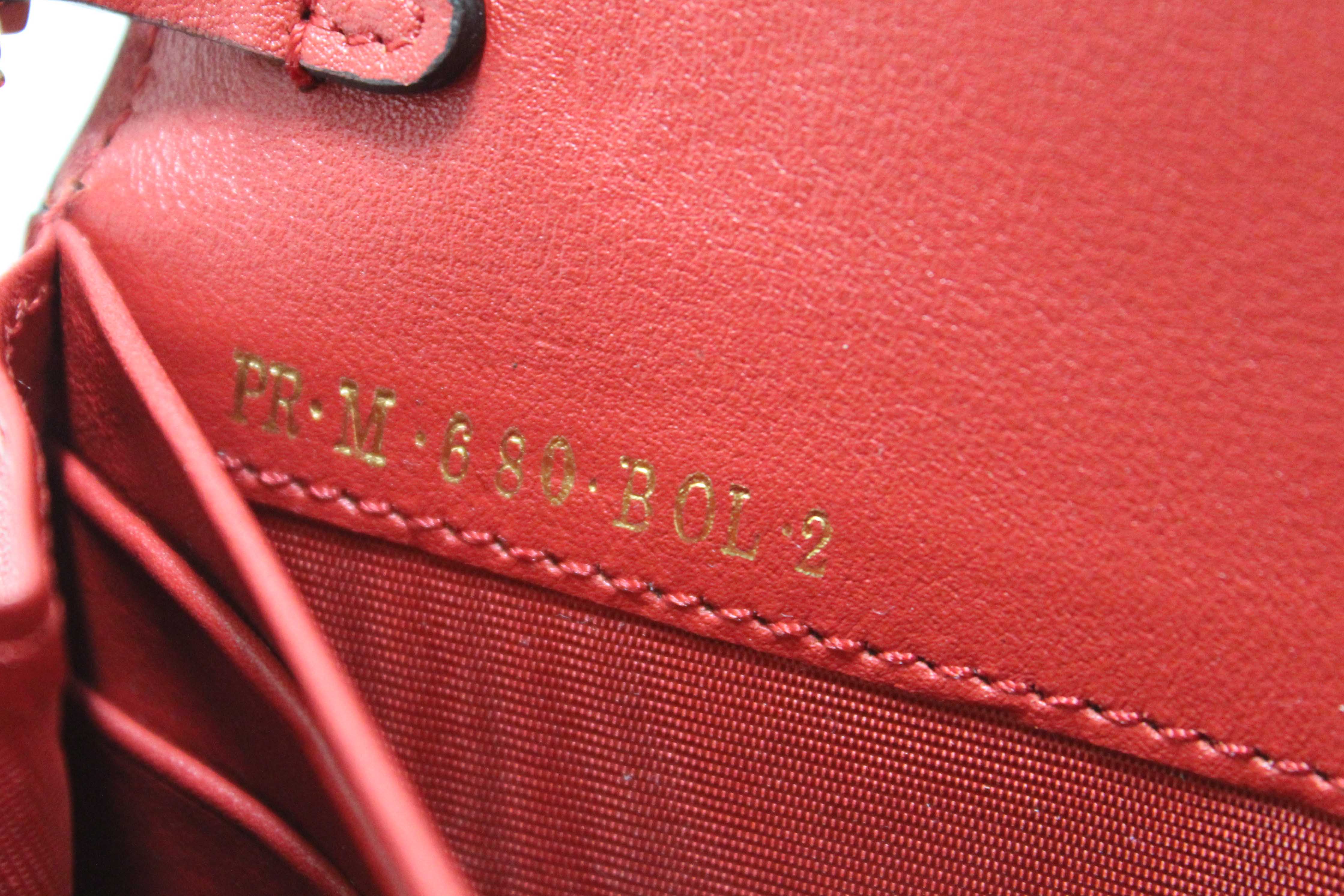 Authentic Valentino Garavani Red Vitello Small Rockstuf Flap Wallet on Chain