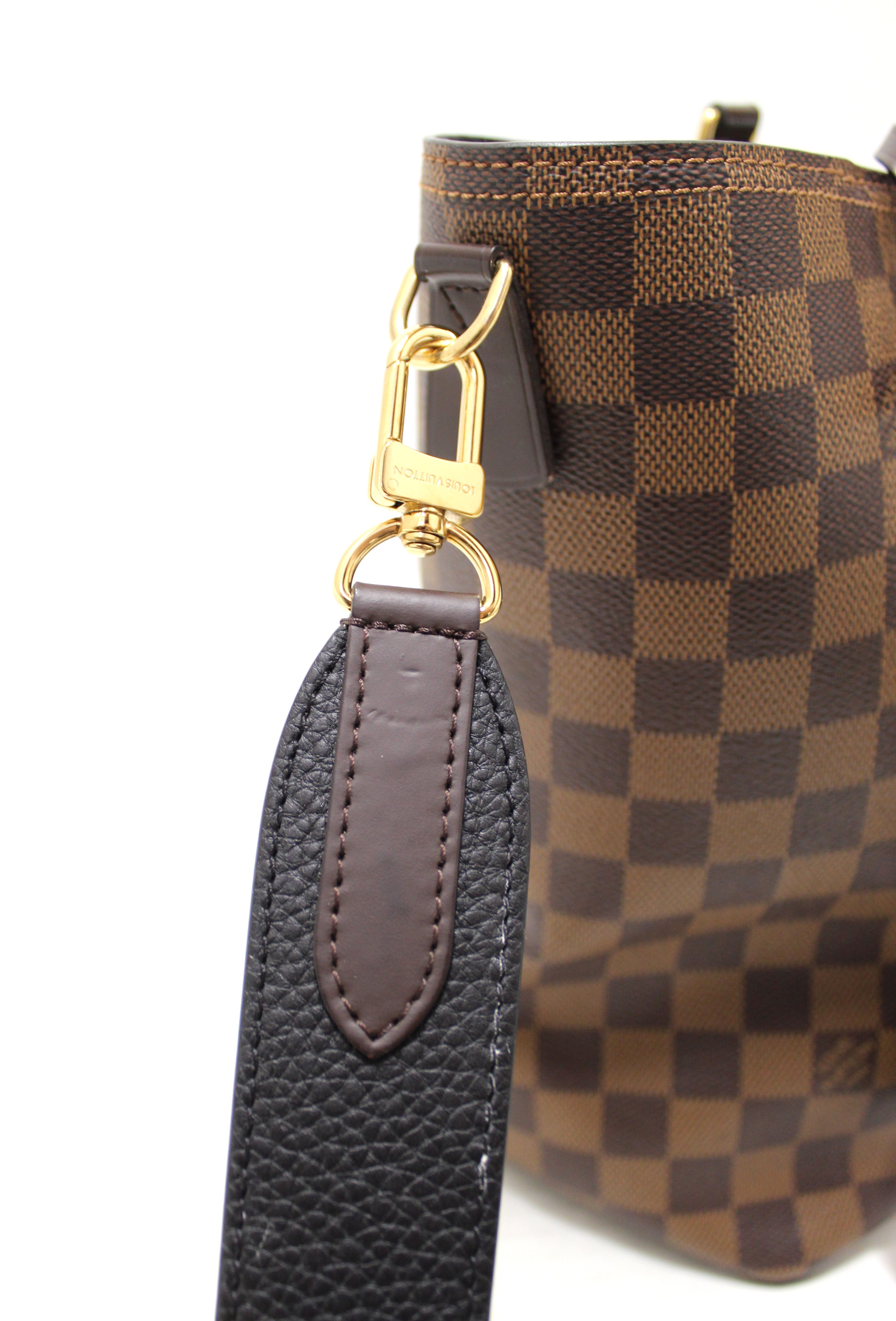 Authentic Louis Vuitton Damier Ebene with Black Leather Jersey